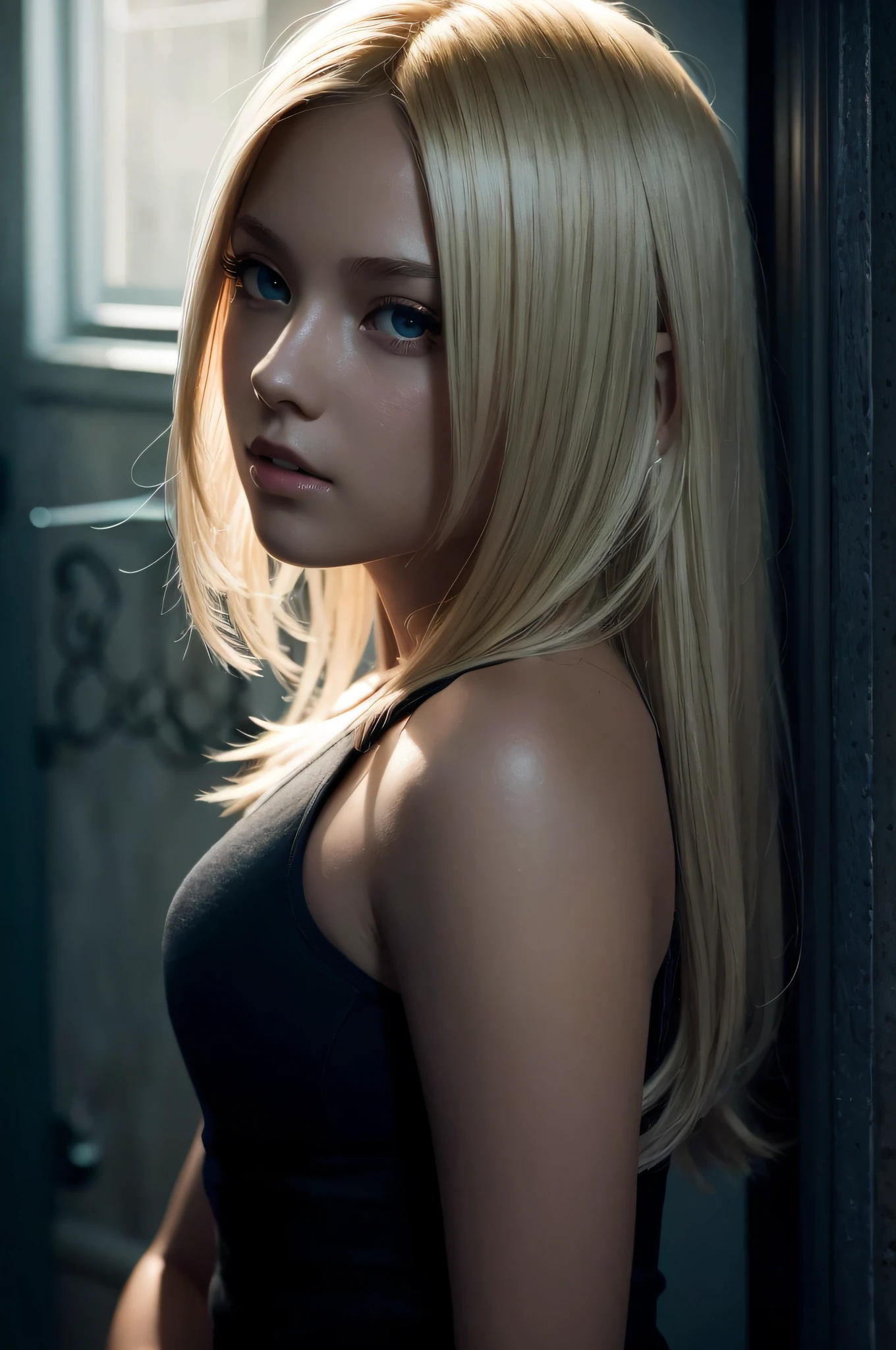 Tip: Depth photography. Cinematic lighting. Blonde girl in backlight. --q 2 --s 750 --v 5.1 --c 10 --ar 11:17