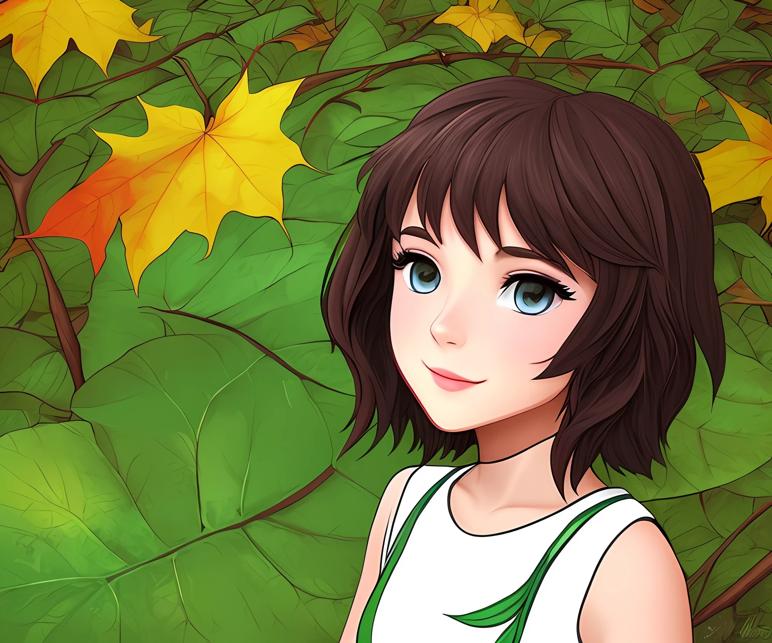 Leaf cartoon girl