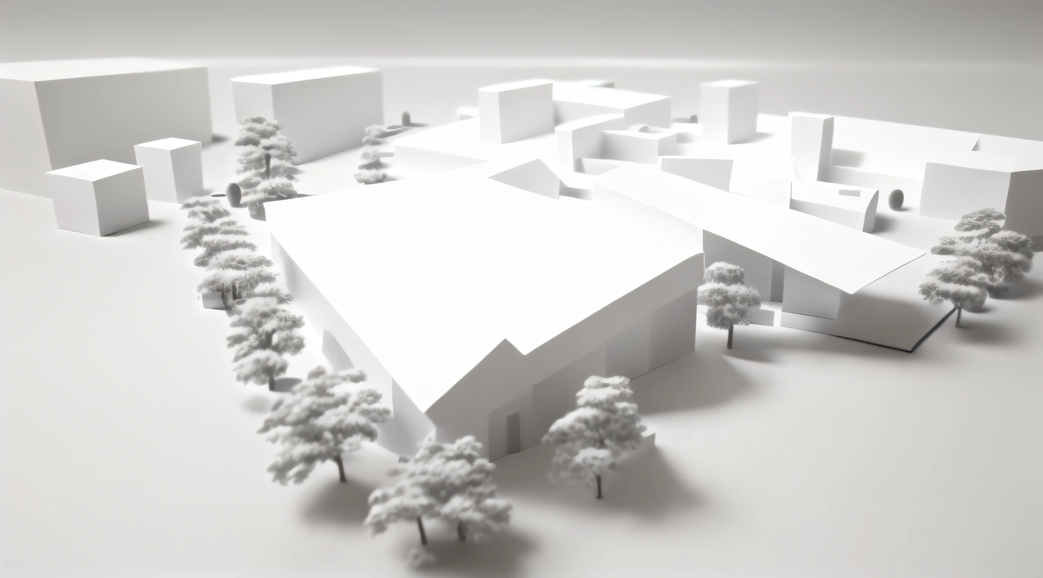 there are many white boxes and people standing around them, architectural model, center model buildings, digital model, detailed model, tabletop model, concept model, section model, miniature model, 3d rendered model, architecture render, photographic render, all white render, depicted as a 3 d render, detail render, digital render, detailed render, 3d matte render, overview