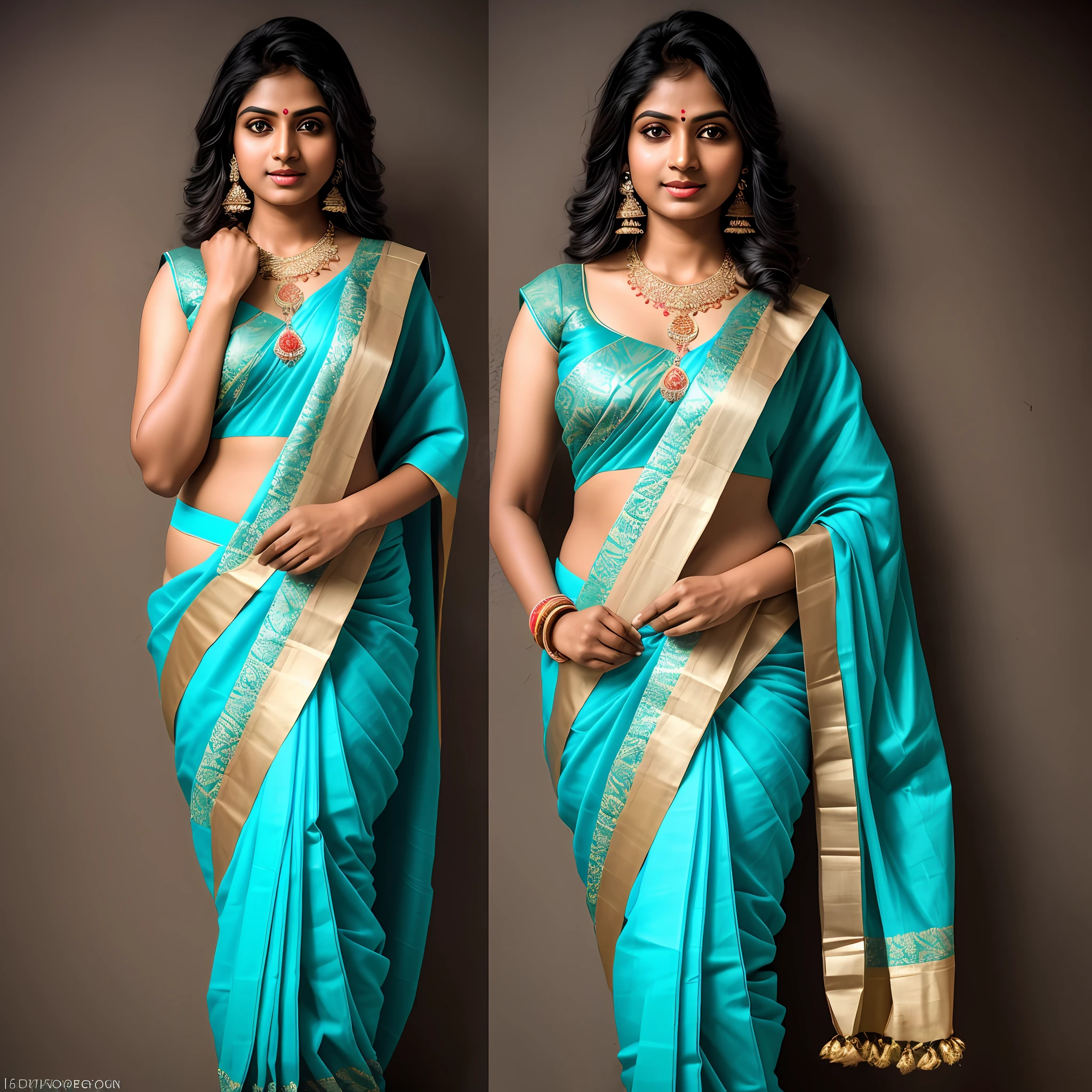 Onoff, Indian woman in a saree,8k uhd, digital SLR camera, soft light, high quality, film grain,high detail,UHD, masterpiece, accurate, anatomically correct, super detail, high quality, 16k, highres, award winning, ((full body shot))
