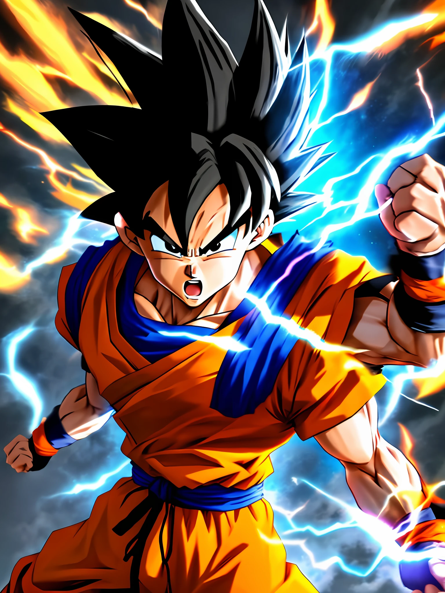 CREATE AN IMAGE OF GOKU IN THE STYLE OF 3D ANIMATION