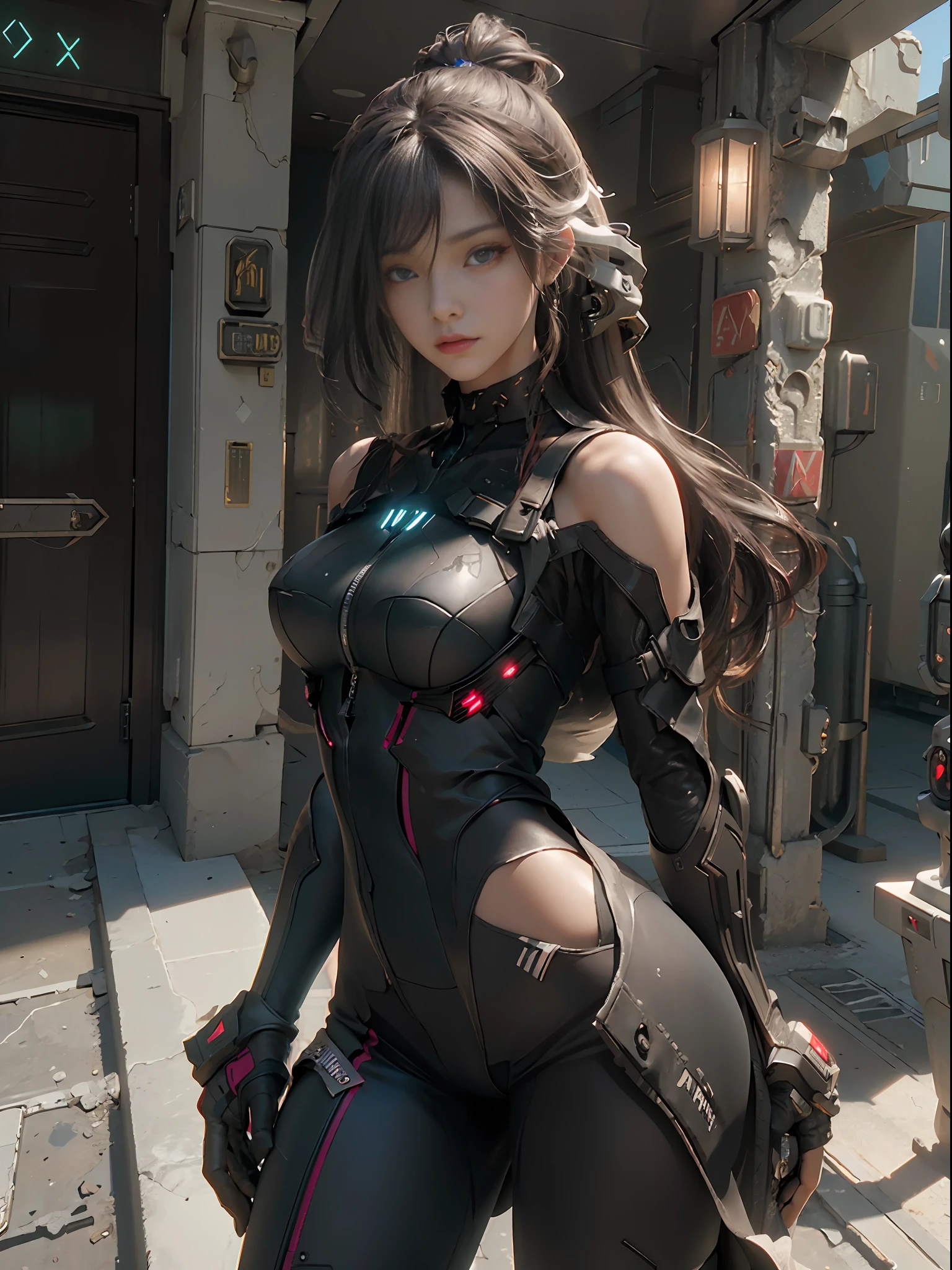 (Best Quality), (Masterpiece), (Detail: 1.4), 3D, Bust, (Straight Face), Perfect Face, Perfect Fingers, Perfect Figure, A Beautiful Cyberpunk Female Image Facing Square, HDR (High Dynamic Range), Ray Tracing, NVIDIA RTX, Super-Resolution, Unreal 5, Subsurface Scattering, PBR Texture, Post Processing, Anisotropic Filtering, Depth of Field, Maximum Sharpness and Sharpness, Multi-layer textures, albedo and specular mapping, surface shading, accurate simulation of light-material interactions, perfect proportions, Octane Render, two-color light, large aperture, low ISO, white balance, rule of thirds, 8K RAW,