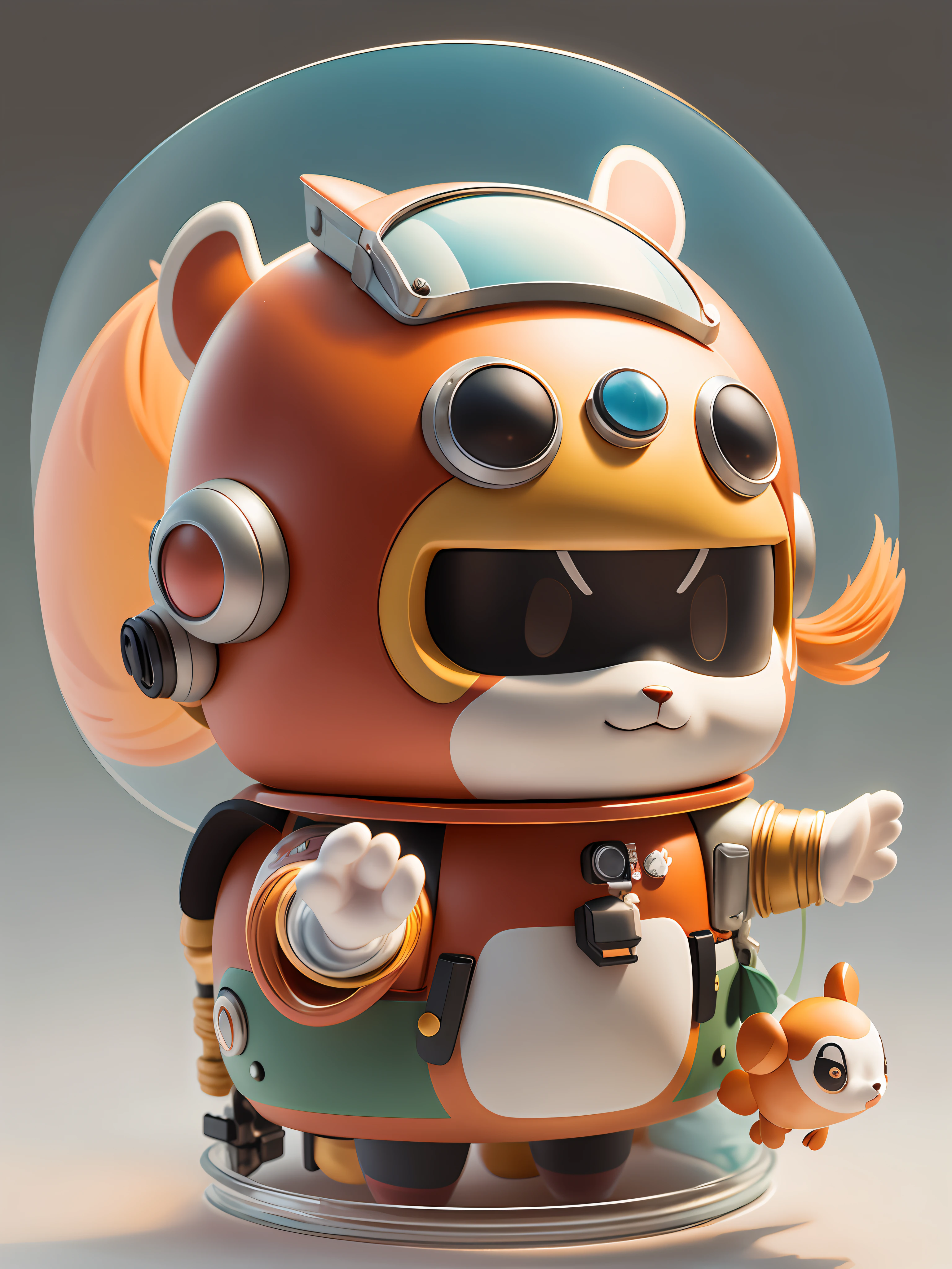 There is a red panda with helmet and helmet, cute 3d rendering, red panda astronaut looking up, portrait anime space trainee panda, cute 3d anime panda rendering, cute detailed digital art, male explorer mini cute panda, 3d rendering stylized, 3d rendered character art 8k, cute digital painting, anime style 3d, super detailed rendering