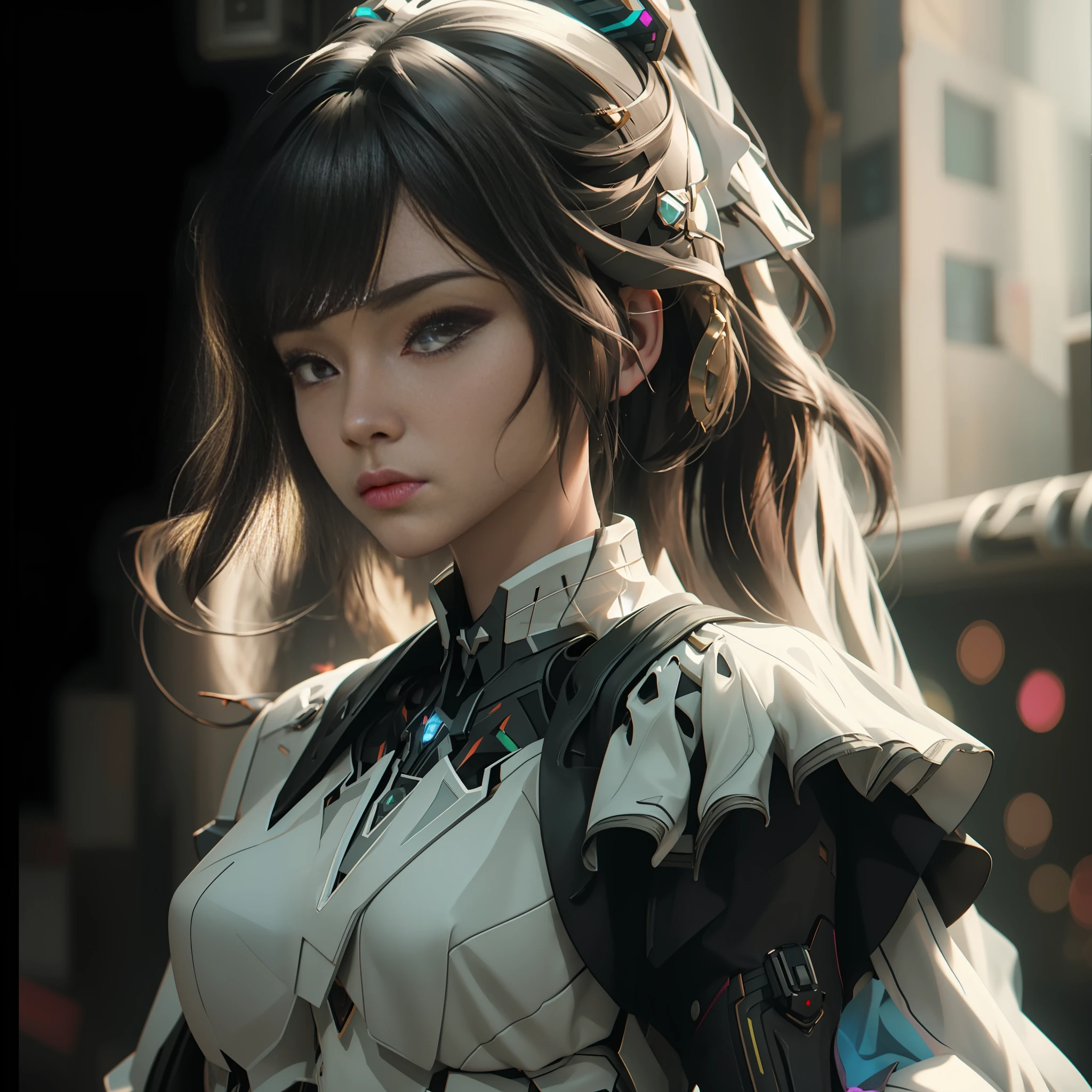 ((Best quality)), ((masterpiece)), (detailed:1.4), 3D, an image of a beautiful cyberpunk female,HDR (High Dynamic Range),Ray Tracing,NVIDIA RTX,Super-Resolution,Unreal 5,Subsurface scattering,PBR Texturing,Post-processing,Anisotropic Filtering,Depth-of-field,Maximum clarity and sharpness,Multi-layered textures,Albedo and Specular maps,Surface shading,Accurate simulation of light-material interaction,Perfect proportions,Octane Render,Two-tone lighting,Wide aperture,Low ISO,White balance,Rule of thirds,8K RAW,