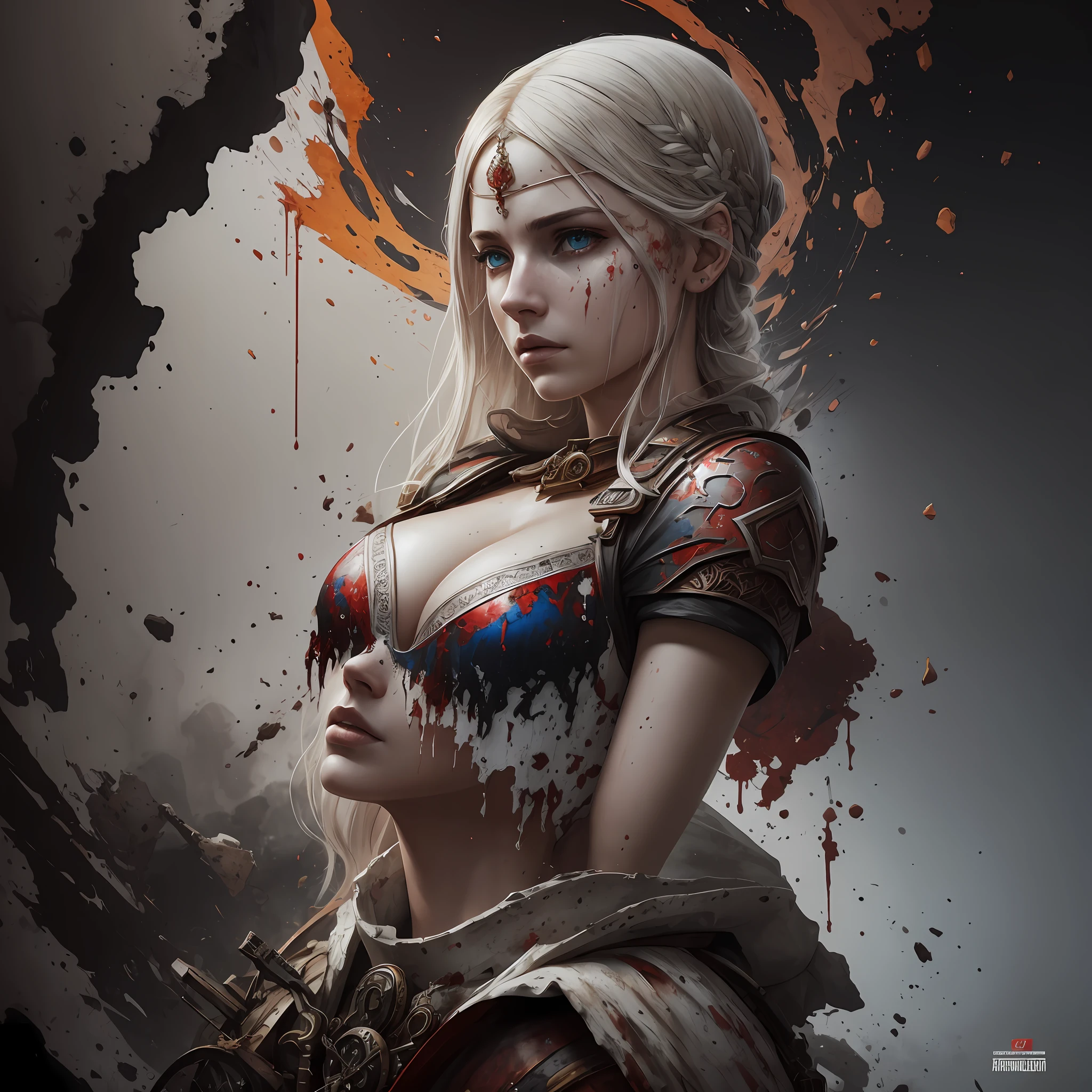 Epic realistic, white woman with skin of red oil paint, dark atmosphere, (color explosion:1.2), corrosion, paint splashes, Lightroom, natural, perfect, round chest, cleavage, [Oliver Wetter|( Kodak Portra:0.08)| (leibovitz:0.6)], raw, intricate, high quality, mamiya, exposure mixing, (dark shot: 1.22), neutral colors, (HDR: 1.4), (muted colors: 1.4), (complicated), (ArtStation:1.2), hyper-detailed, dramatic, intricate details, (Technicolor:0.9), (rutkowski:0.8), cinematic, detailed --auto --s2