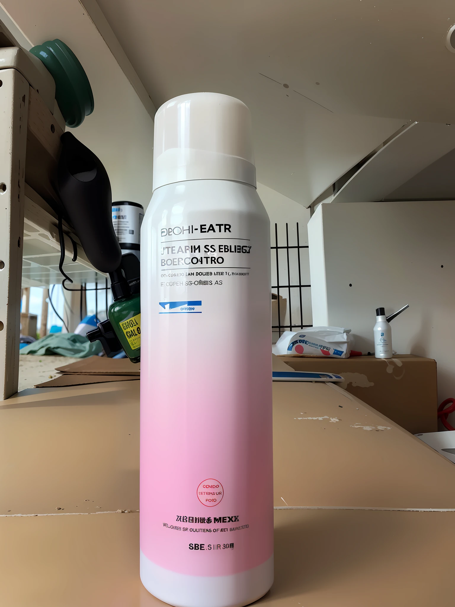 There is a bottle of spray on the beach, professional product photos, eBay products, high quality pictures