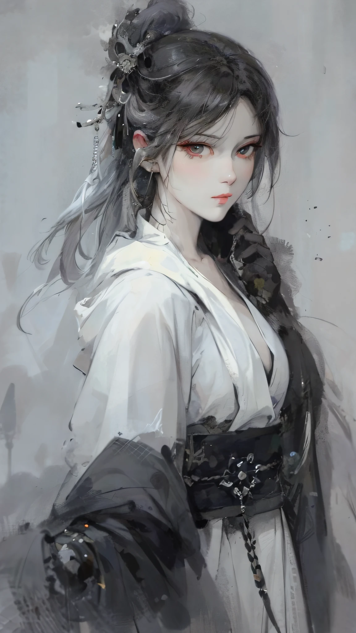 a close up of a woman with white hair and a white mask, beautiful character painting, guweiz, artwork in the style of guweiz, white haired deity, by Yang J, epic exquisite character art, stunning character art, by Fan Qi, by Wuzhun Shifan, guweiz on pixiv artstation