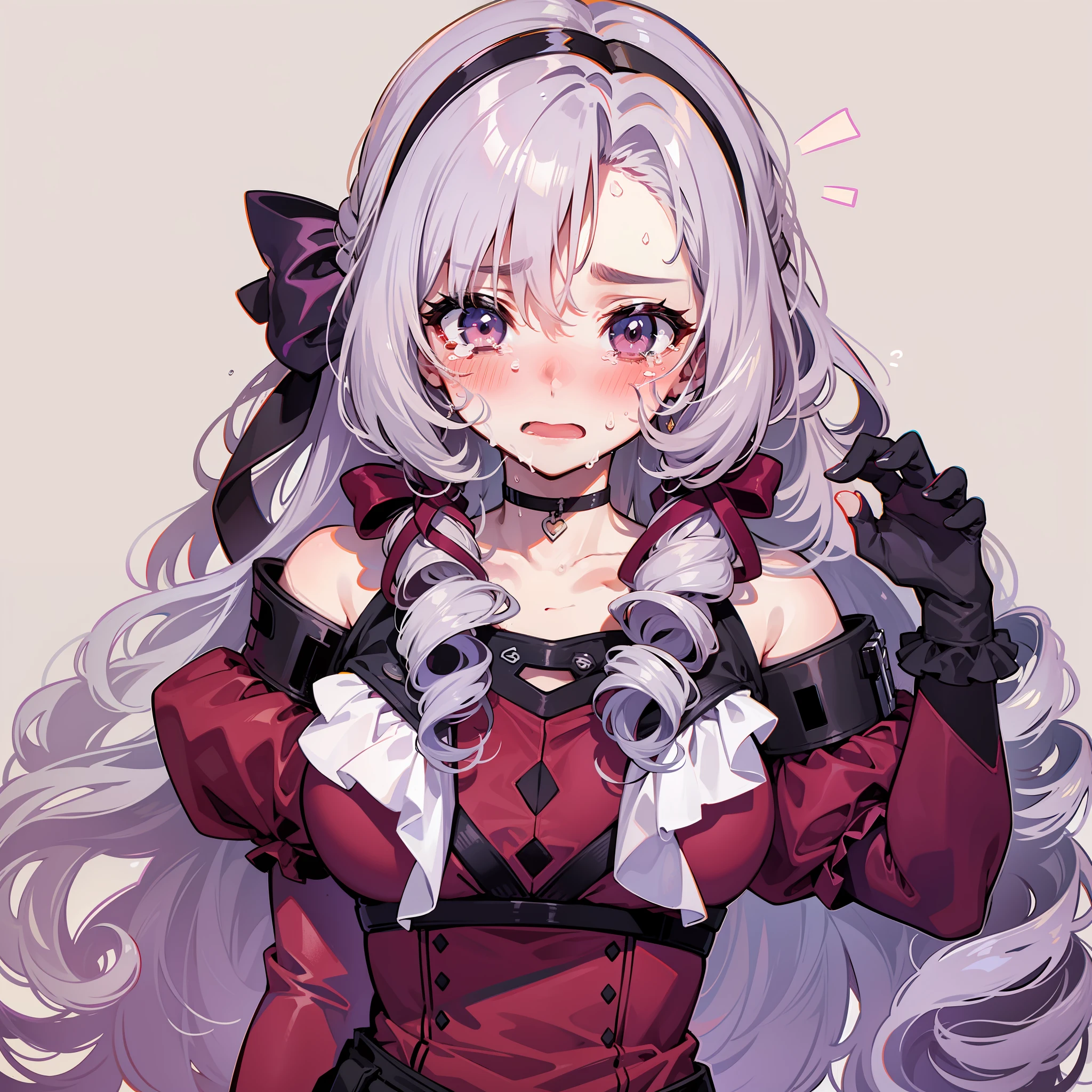 embarrassed, crying face, sweat, blush, round eyes