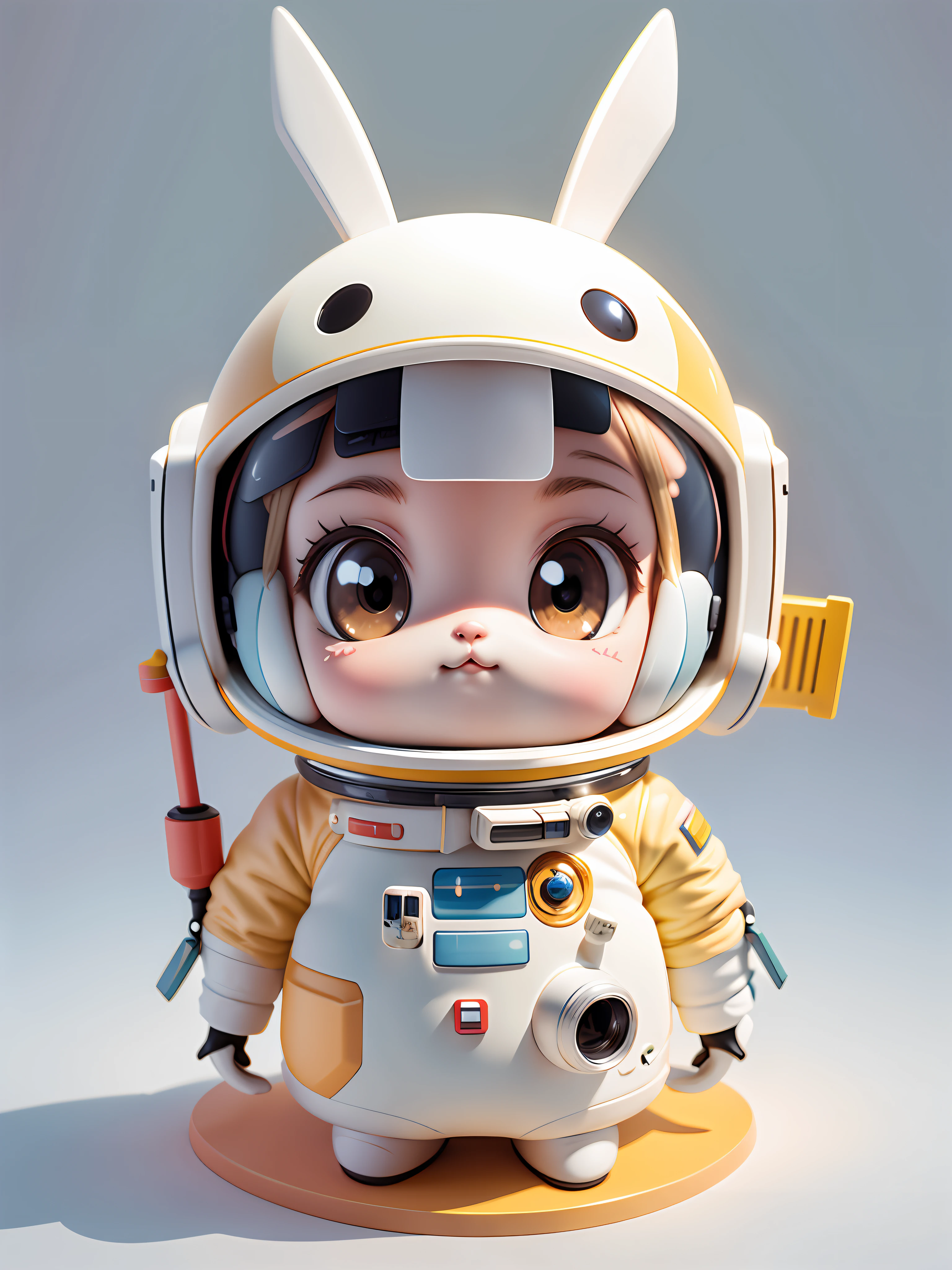 There is a little bunny with helmet and spacesuit, bunny astronaut, cute 3d rendering, dwarf, little bunny looking up, portrait anime space cadet bunny, cute 3d anime rabbit rendering, cute detailed digital art, explorer mini cute bunny, 3d rendering stylized, 3d rendered character art 8k, cute digital painting, anime style 3d, super detailed rendering