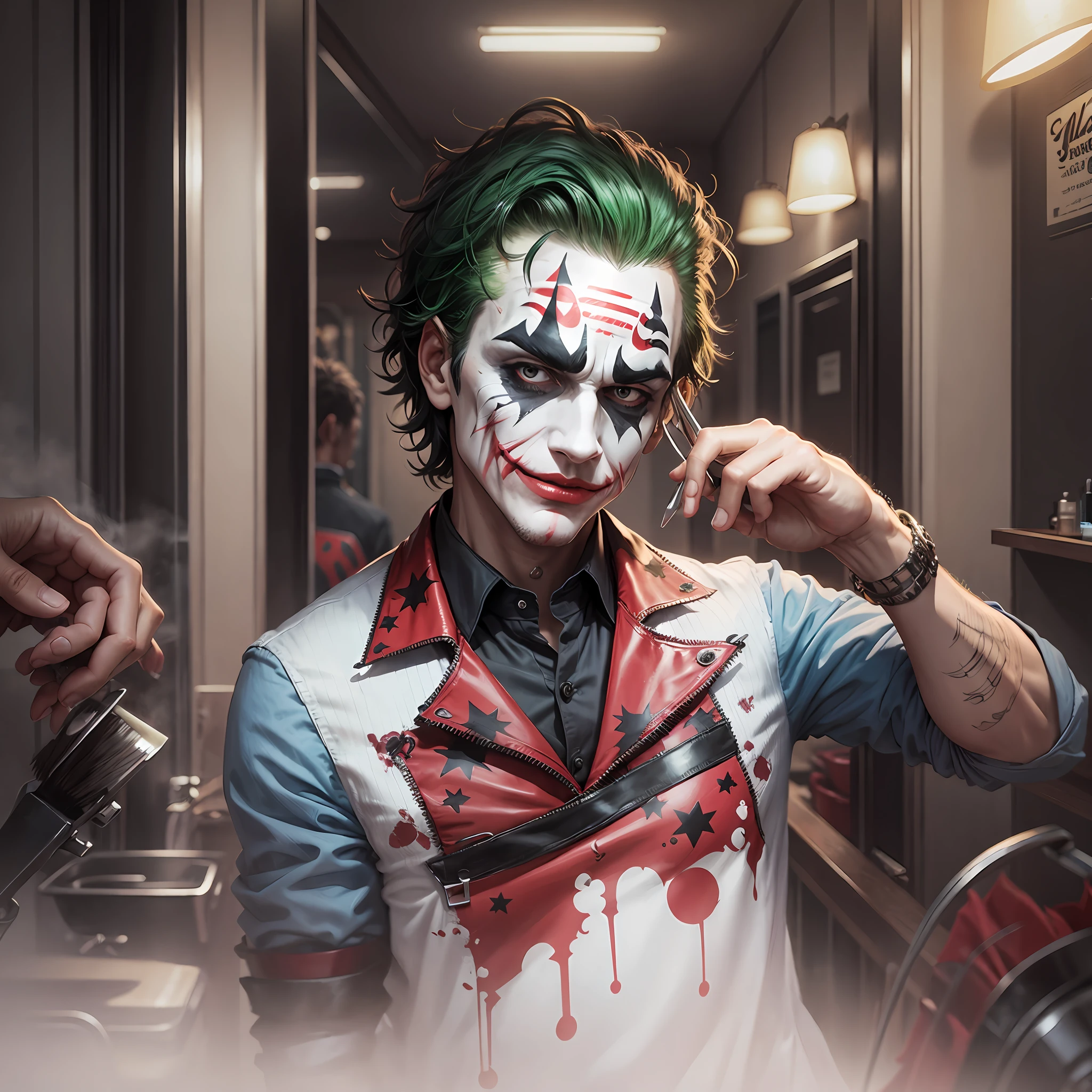 Joker barbershop cutting hair black