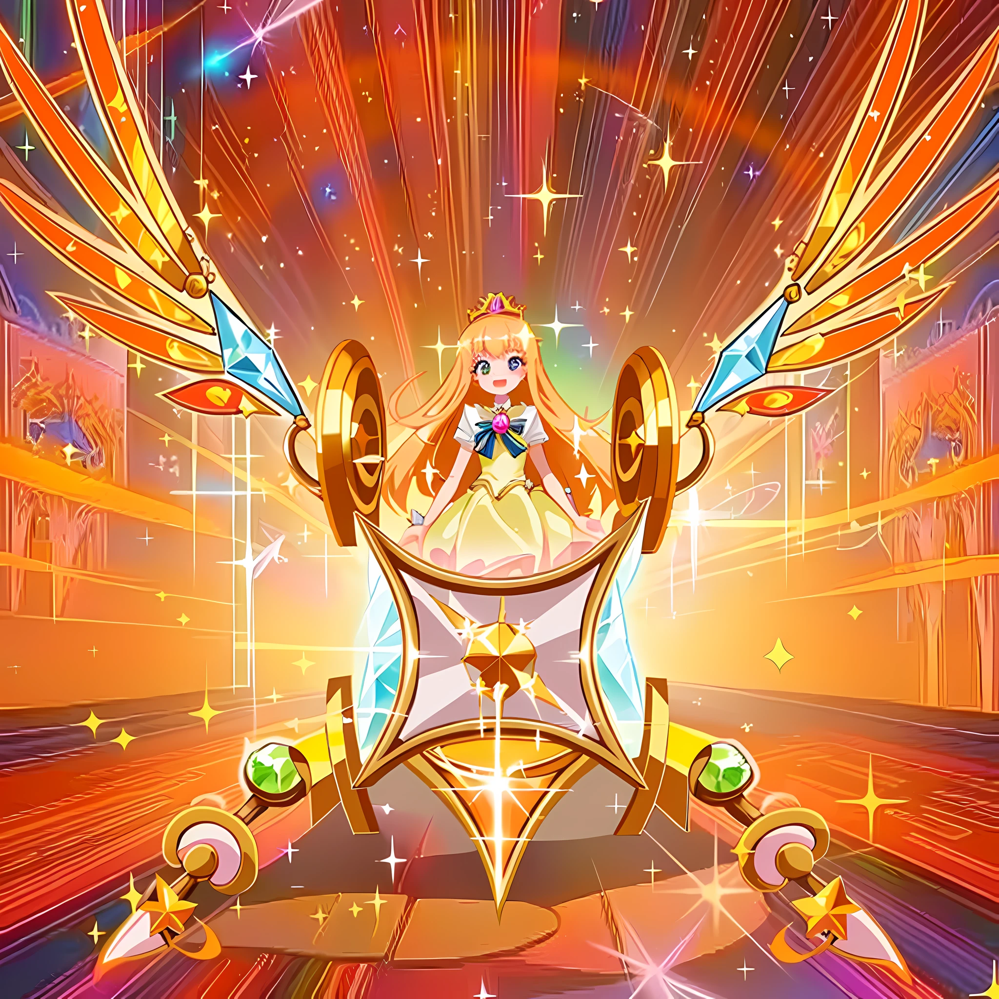 Orange hair, (magical girl)), ((gorgeous starry sky background), ((super detailed)), (best illustration), ((cinematic lighting)), dynamic angle, floating, fine, (Glitter: 1.2), (Glow: 1.2), (Glow: 1.2), (Glow: 1.2), (Glow: 1.2), (Exquisite), (Illustration: 1.2), (Animation Style), (Solo), Pretty Detailed Emoji, (Cute Face: 1.3), (Big Eyes)), Color Hair, (Long Hair: 1.2), (Flowing Hair: 1.2), (Magical Girl Costume), Details, (Shiny Wand: 1.3), (Magic Effect: 1.3), (Flowing Dress: 1.2), (Cute Boots: 1.1), (Twinkle: 1.2), (Glow: 1.2), (Glow: 1.2) , (sparkle:1.2), (sparkle:1.2), (sparkle:1.2), (shimmer: 1.2)