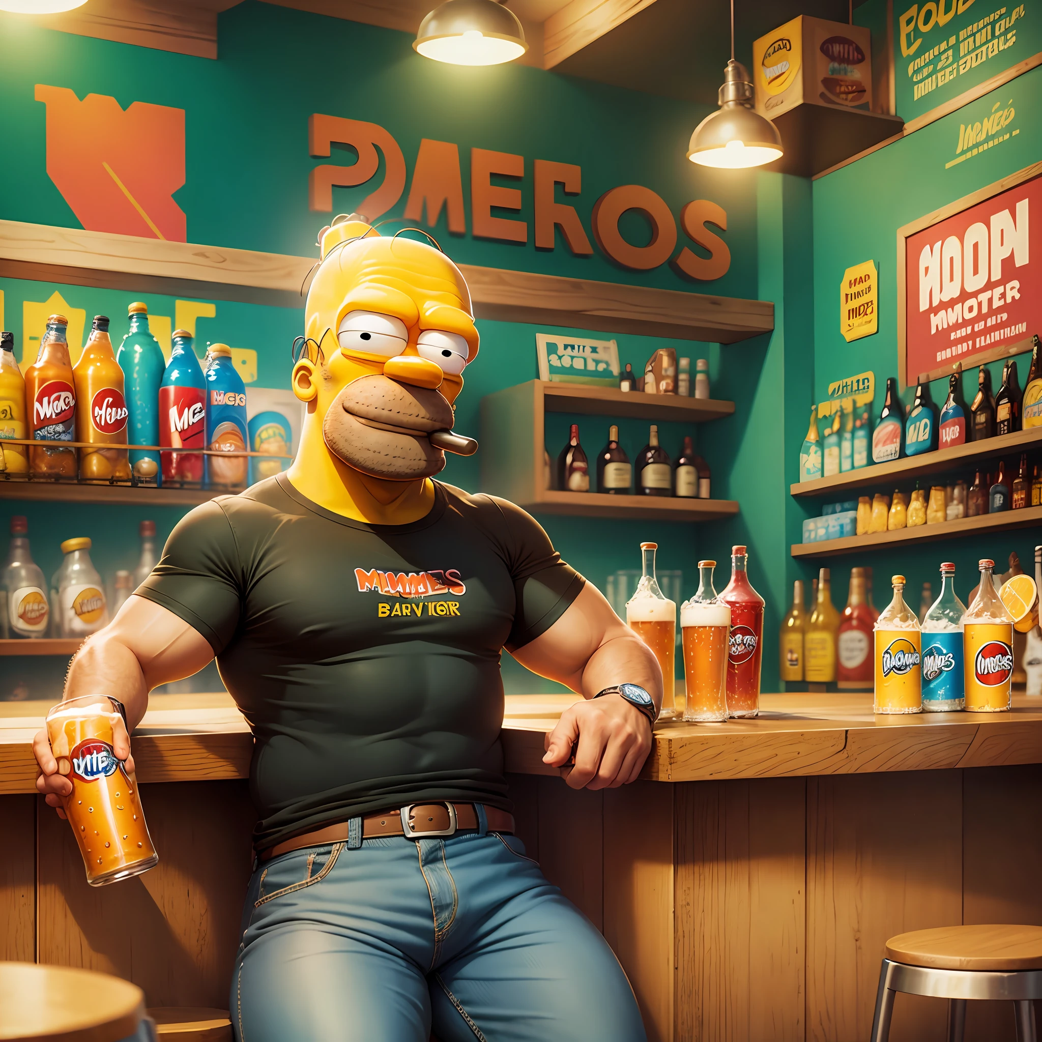 Homer Simpsons drinking beer at the moe's bar --auto --s2