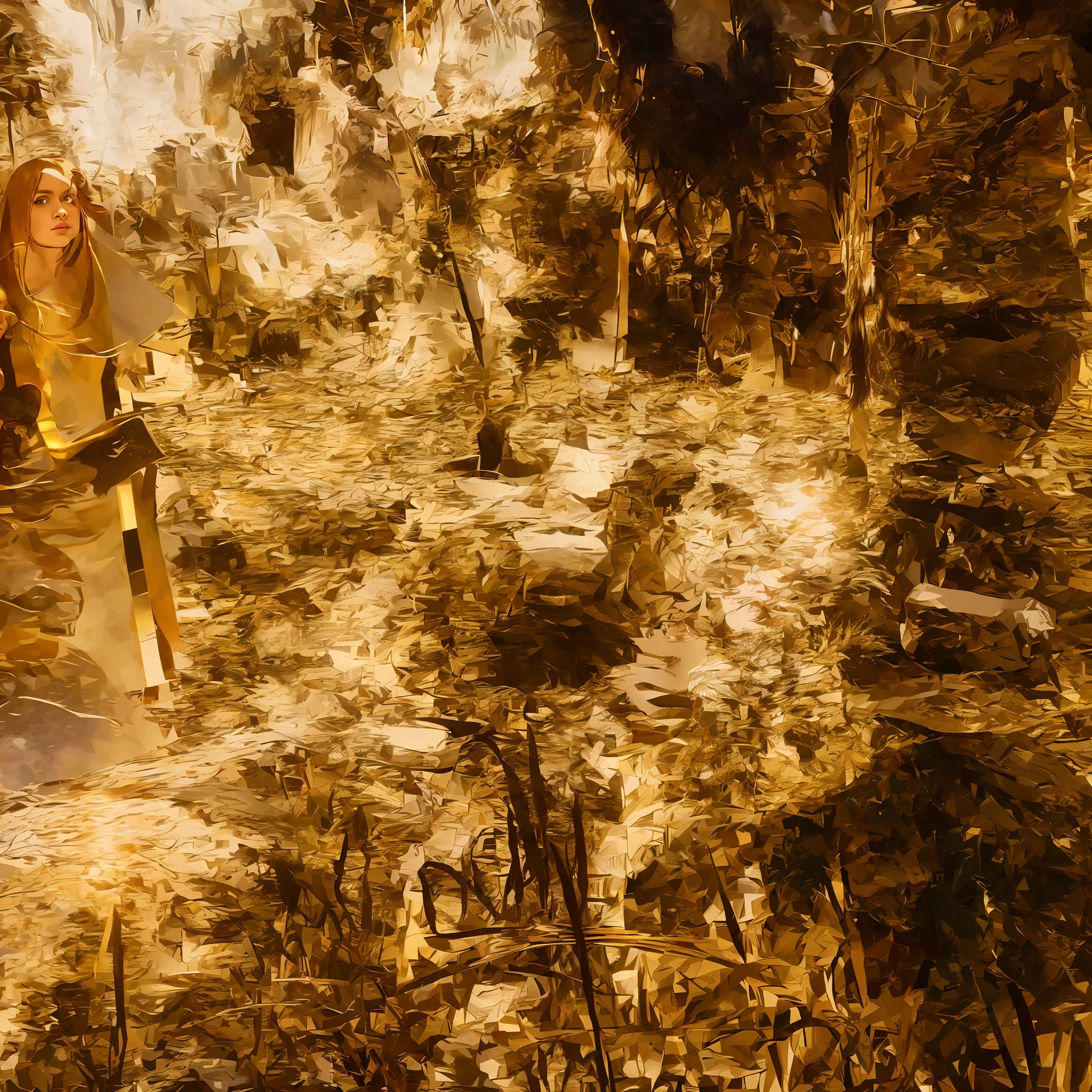 (((8k resolution, best quality))) 1 young girl standing confidently, showcasing a full character sheet for a stunning concept art piece. She has flowing long hair and striking golden eyes to complement her angelic demeanor. (Best picture: 1.2, Best quality: 1.3)