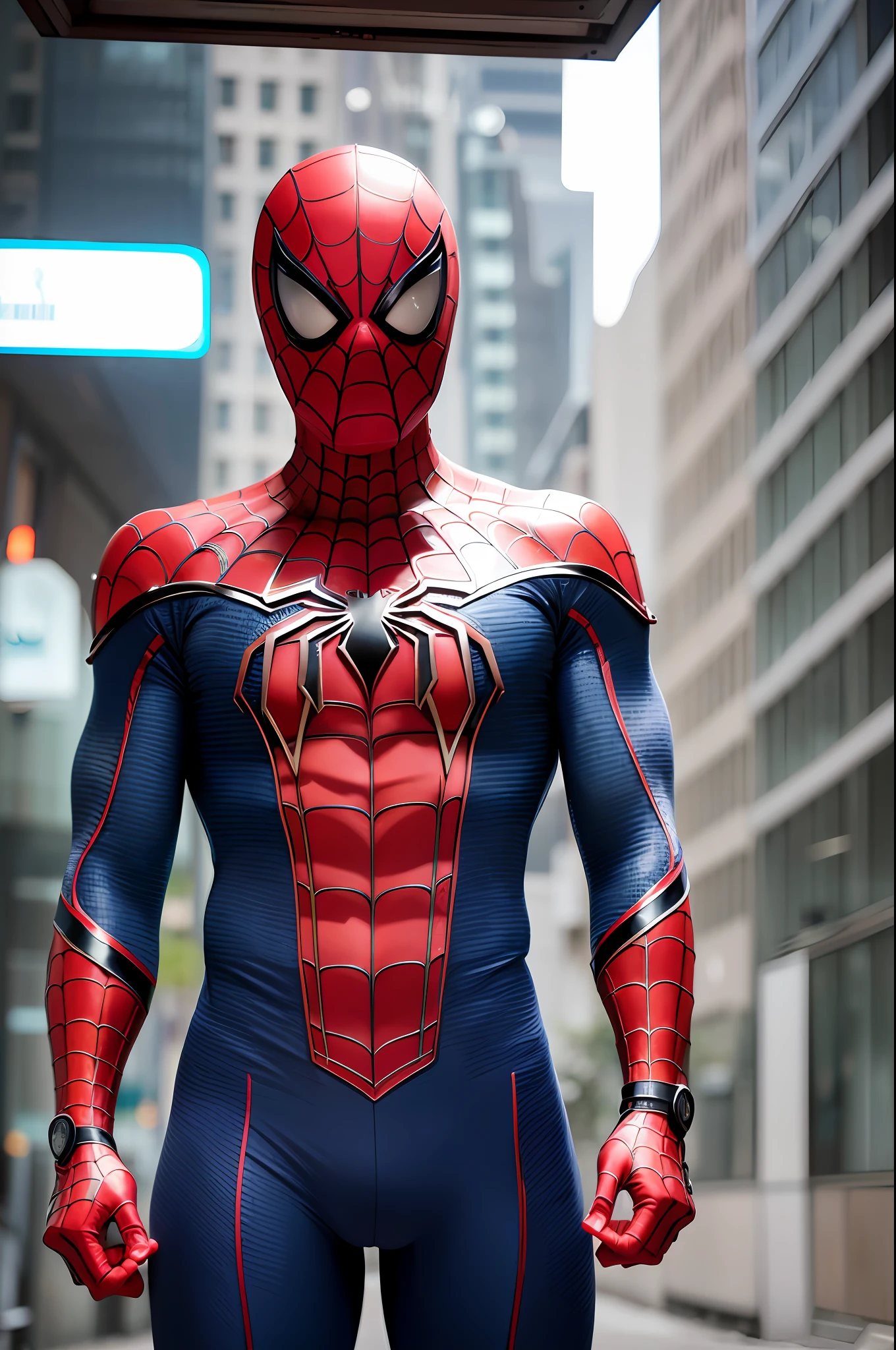 High definition picture quality, 8k photo, intricate details: 1.2, cinematic lighting, Spiderman, cyberpunk, , , , , , --q 1, DSLR --v 6 --s2