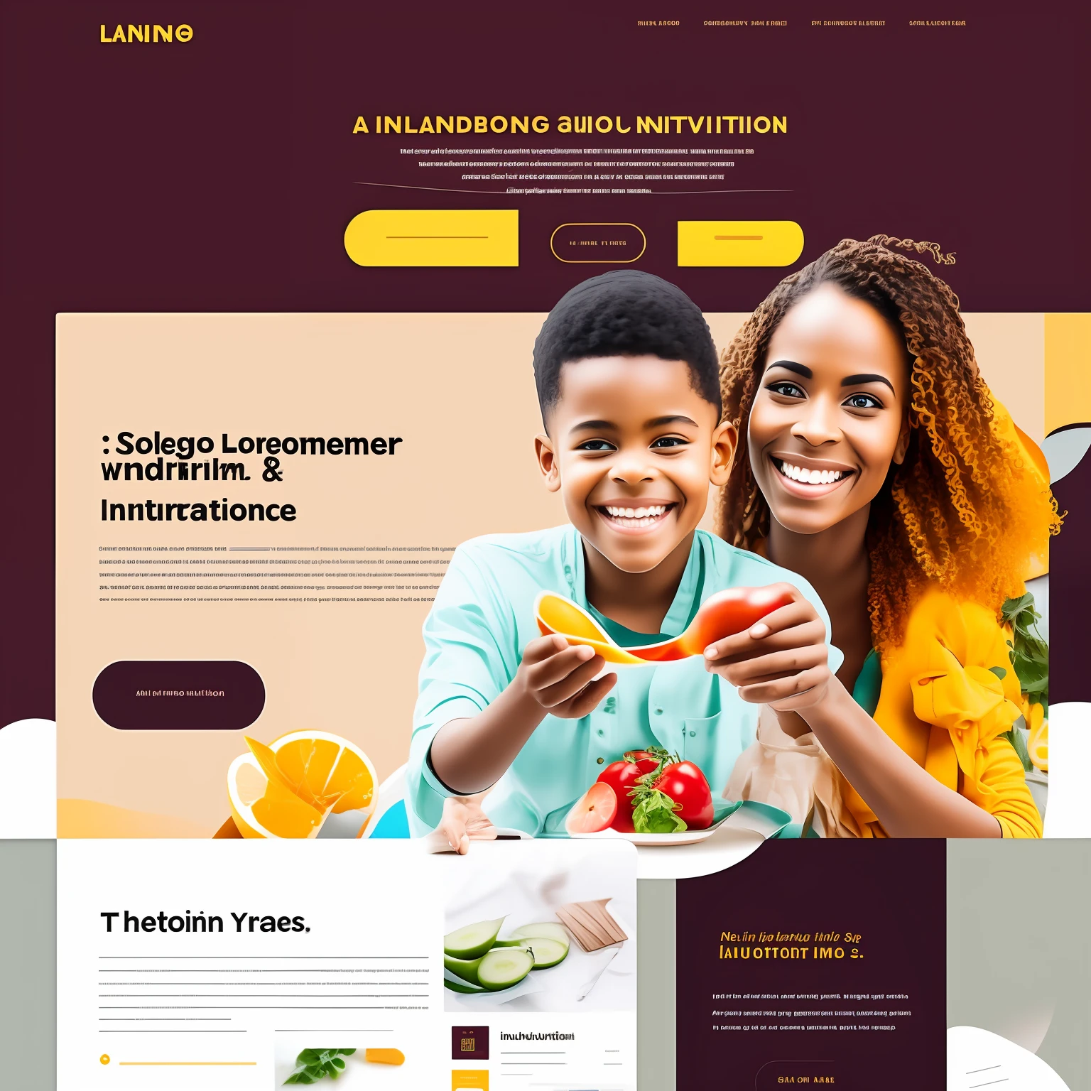 a landing page, nutrition, modern, detailed, simple, superealist --auto --s2