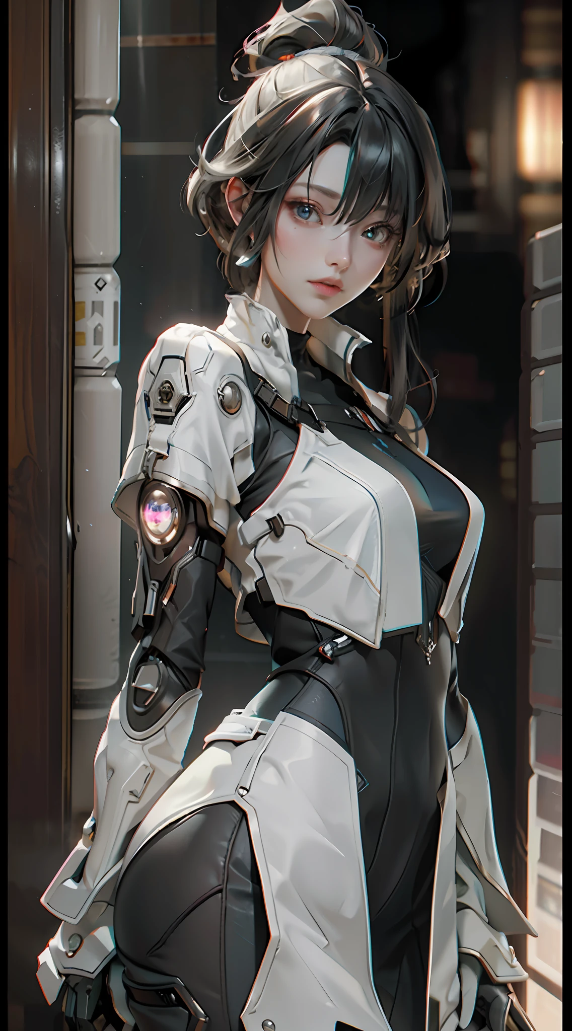 ((Best quality)), ((masterpiece)), (detailed:1.4), 3D, an image of a beautiful cyberpunk female BREAK ,HDR (High Dynamic Range),Ray Tracing,NVIDIA RTX,Super-Resolution,Unreal 5,Subsurface scattering,PBR Texturing,Post-processing,Anisotropic Filtering,Depth-of-field,Maximum clarity and sharpness,Multi-layered textures BREAK,Albedo and Specular maps,Surface shading,Accurate simulation of light-material interaction,Perfect proportions,Octane Render BREAK,Two-tone lighting,Wide aperture,Low ISO,White balance,Rule of thirds,8K RAW,