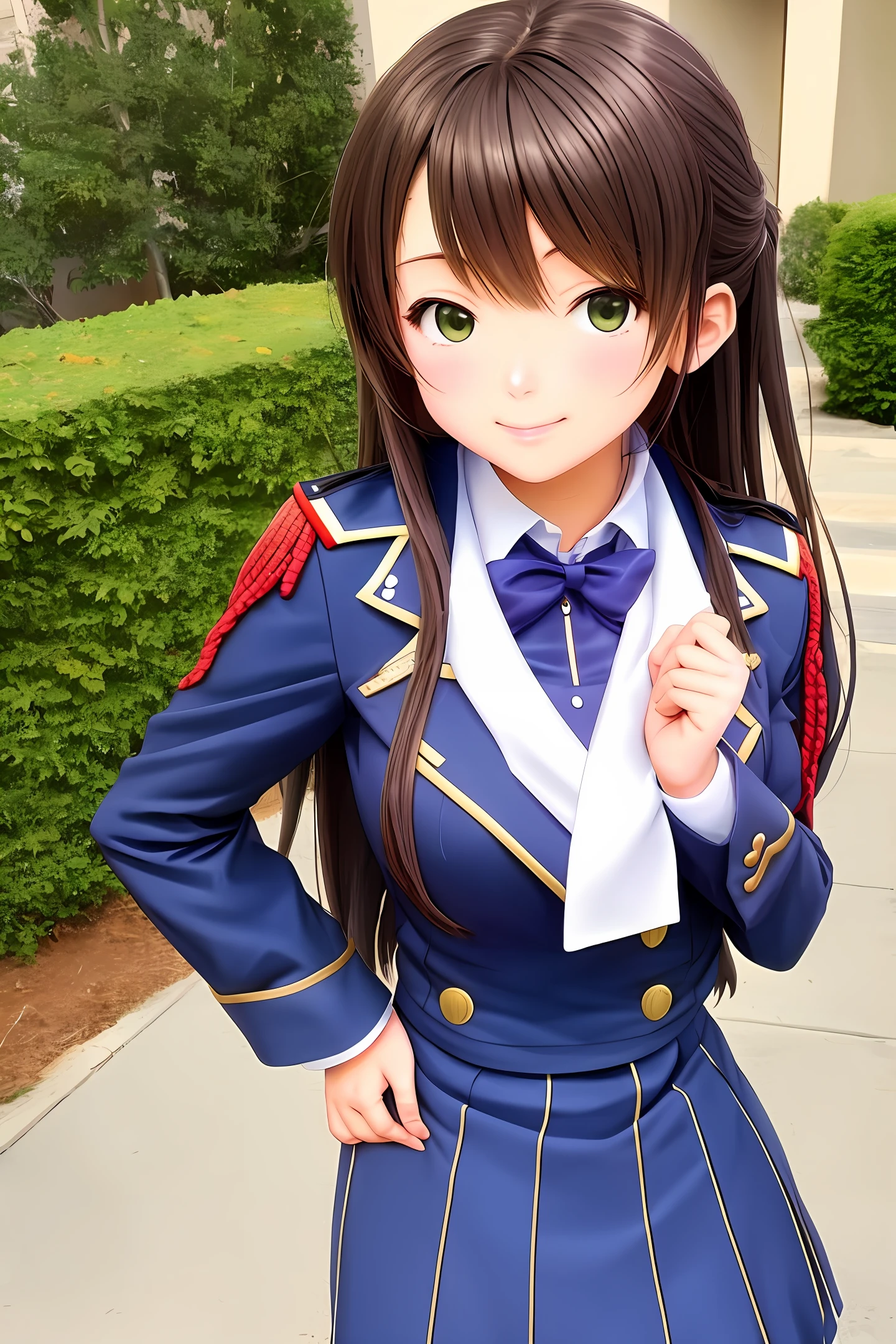 Girl anime character in bachelor's uniform