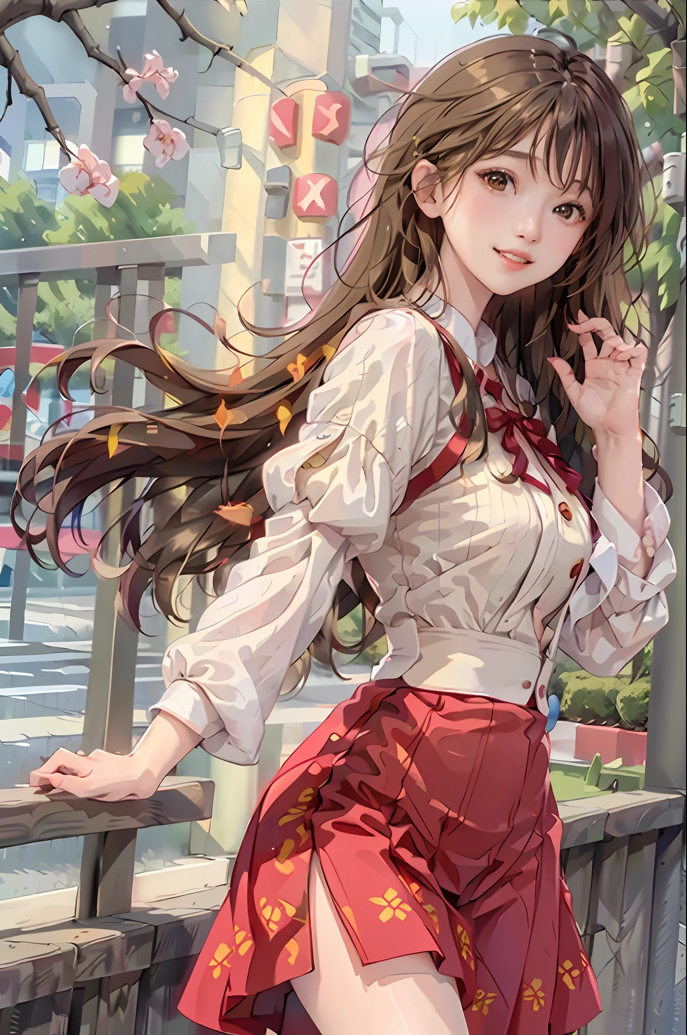 (8K, Best Quality, Masterpiece: 1.2), (Realistic, Realistic: 1.37), Super Detailed, Best Quality, Ultra High Resolution, Professional Lighting, Photon Mapping, Teleportion, Physically Based Rendering, Film Lighting, Pedestrian Street, Rainy Depth of Field, Clear Focus, Sunlight, Good Composition, (Bokeh: 1.2) 1girl, Solo, (Close Up View), Beautiful Detailed Eyes, Smiley Face, Pose, Narrow Waist, Mid-Chest, (Random colorful clothes ), black hair, messy hair, long hair fluttering in the wind, (ulzzang-6500:1.2)