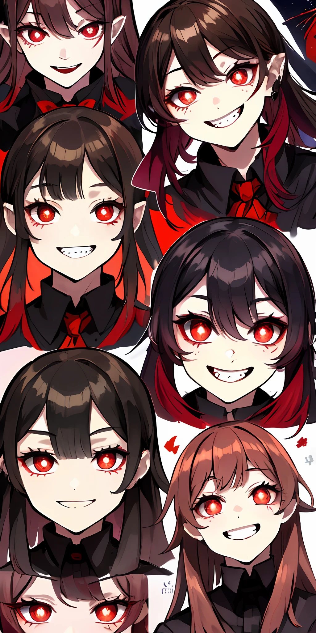 Red eyes, vampir teeth fangs, booldy face, blood out of mouth, smirk,bat wings, scary smile, psychopathic smirk, psychopathic smile, scary, mouth opem, angry eyes, vampire, dark hall background, red + blue + green
