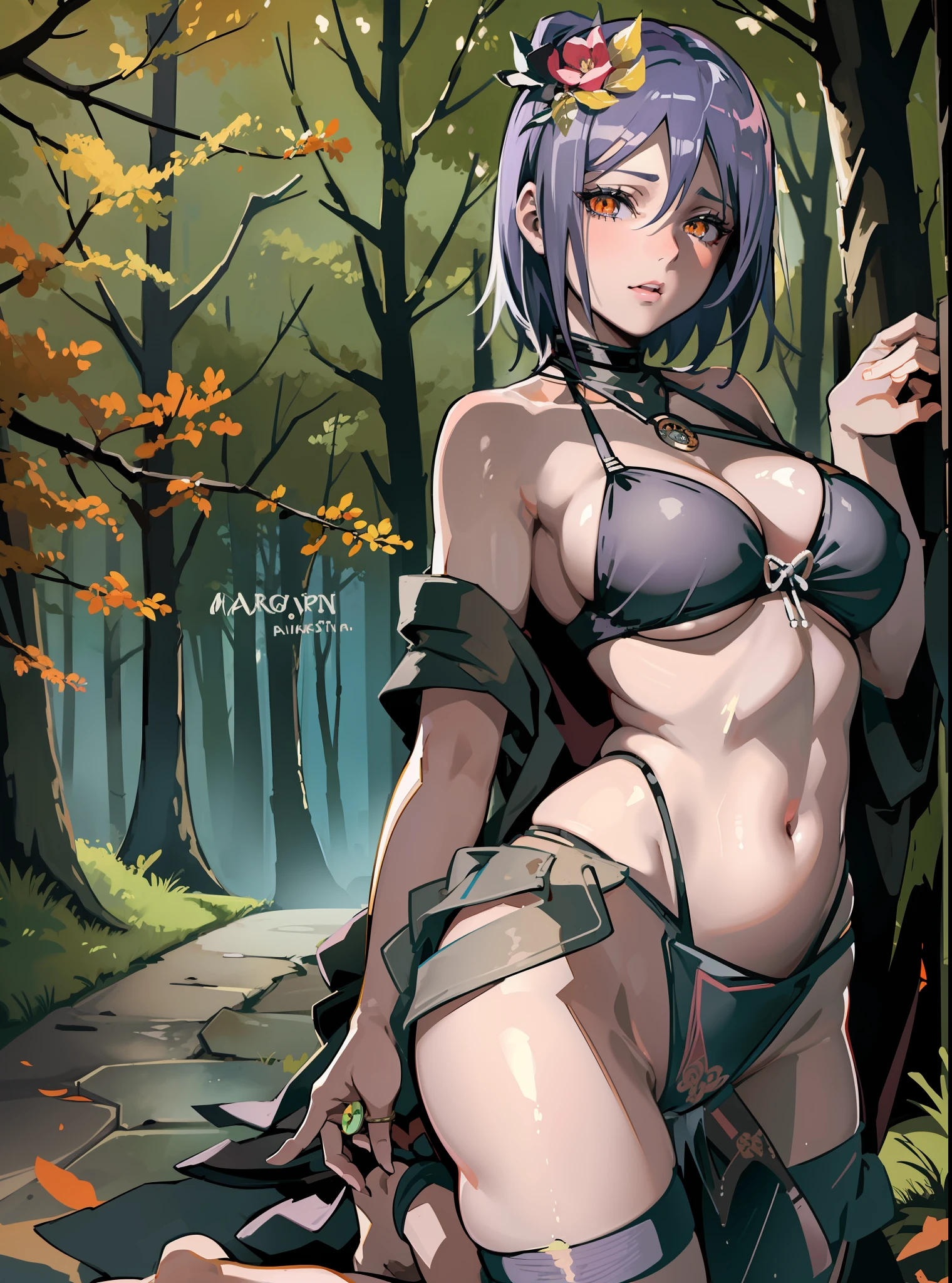 best quality, masterpiece, highly detailed, more realistic, high definition, konan naruto, orange eyes,akatsuki bikini,mature star, realistic breasts, beautiful body, akatsuki bikini big breasts, big ass, short purple hair, woman dancing in the forest, forest in ancient russia, night, white lingerie, historical site, old dress, seduction, make an erotic face, make an erotic face, moonless night, moonless night, blood moon, too little light, too dark, too dark, no light, fog