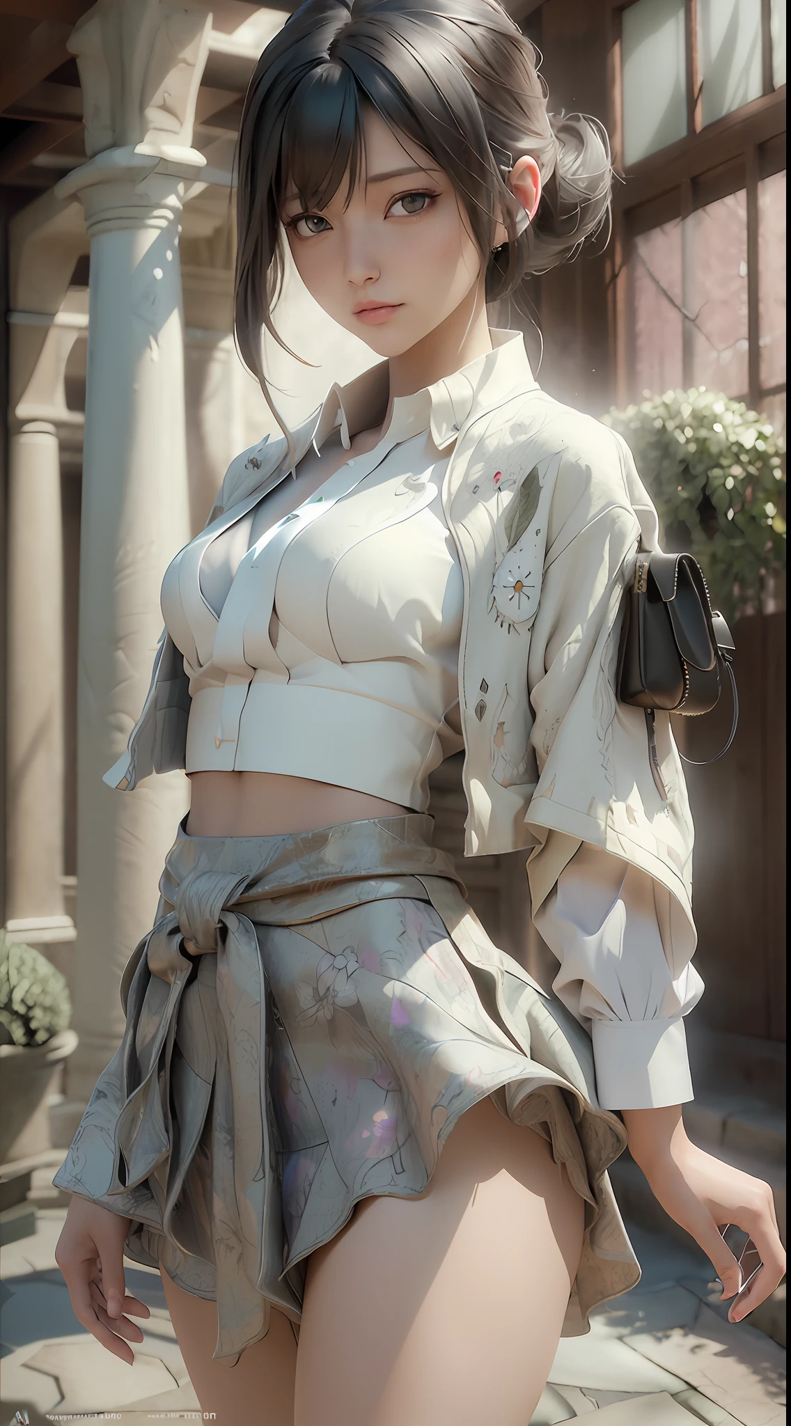 ((Best quality)), ((masterpiece)), (detailed:1.4), 3D, an image of a Kobeni, she is wearing wet white shirt, she is wearing short skirt, black hair, HDR (High Dynamic Range),Ray Tracing,NVIDIA RTX,Super-Resolution,Unreal 5,Subsurface scattering,PBR Texturing,Post-processing,Anisotropic Filtering,Depth-of-field,Maximum clarity and sharpness,Multi-layered textures,Albedo and Specular maps,Surface shading,Accurate simulation of light-material interaction,Perfect proportions,Octane Render,Two-tone lighting,Wide aperture,Low ISO,White balance,Rule of thirds,8K RAW,