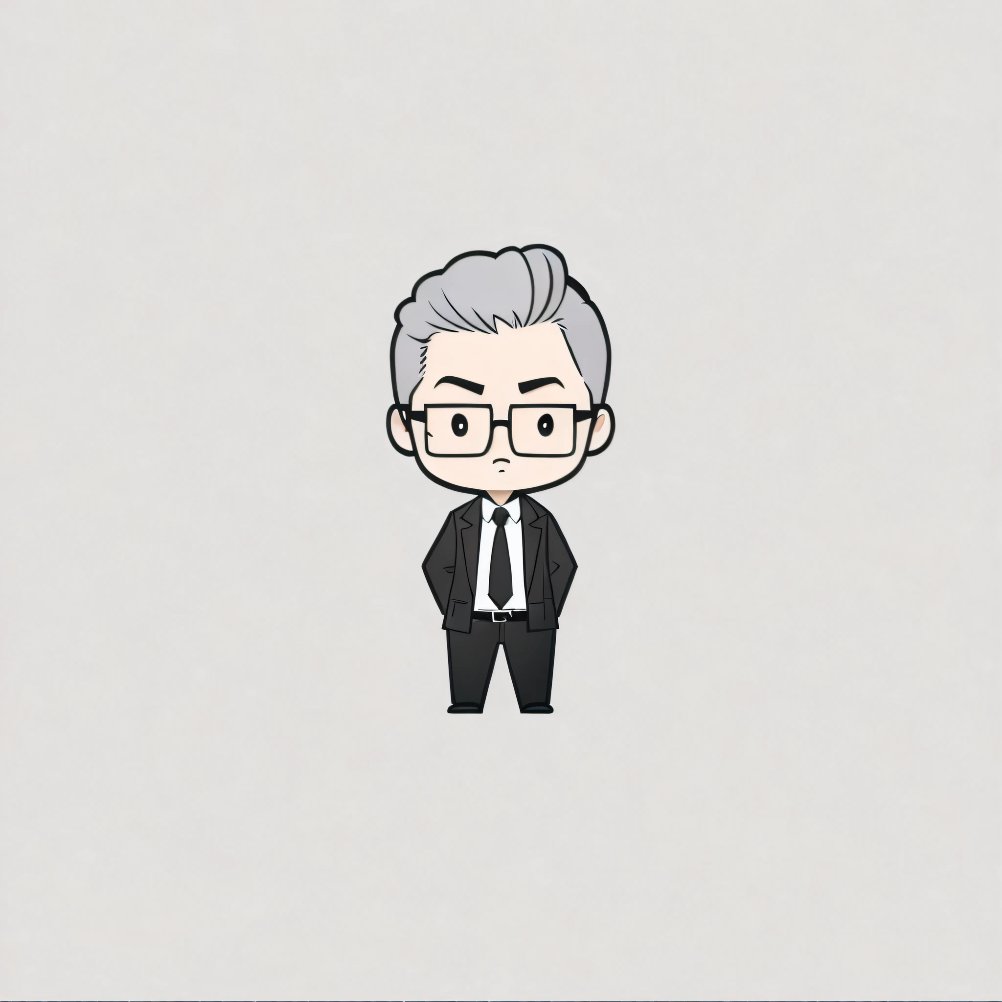 cartoon of a man in a suit and tie with glasses, dark grey haired man, minimalist cartoon style, 2d illustration, 2 d illustration, wearing a suit and glasses, agent cooper, harry volk clip art style, 2d minimalism, 2 d style, hq 4k wallpaper, 2 d cartoon, 2d cartoon, gray haired, official fanart behance hd --auto --s2