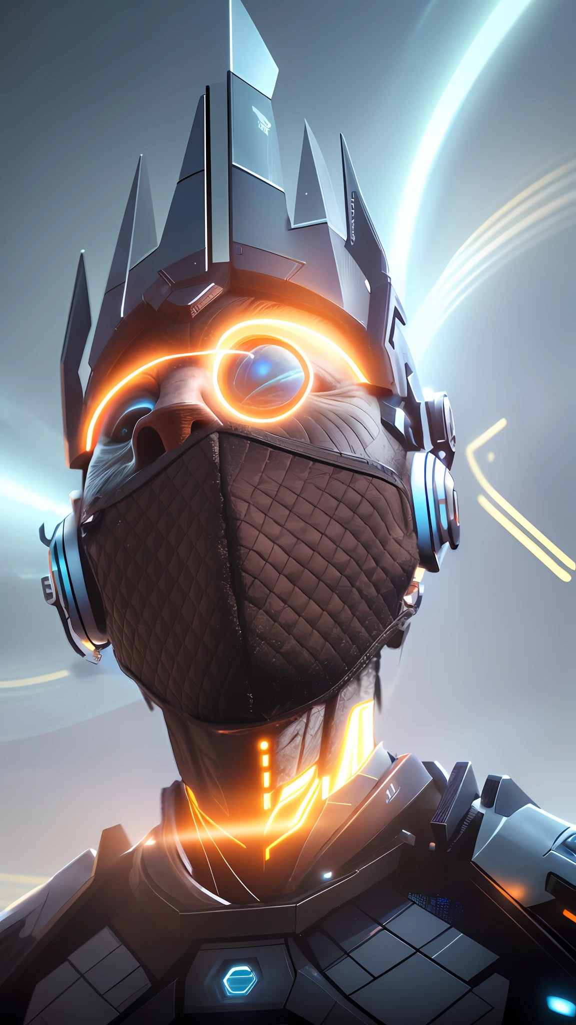 Futuristic warrior,8k, high definition, hyper-realistic, + cinematic plan + dynamic composition, incredibly detailed, sharpness, detail details + night with light + perfectionism + award-winning realism ((ambient lighting))