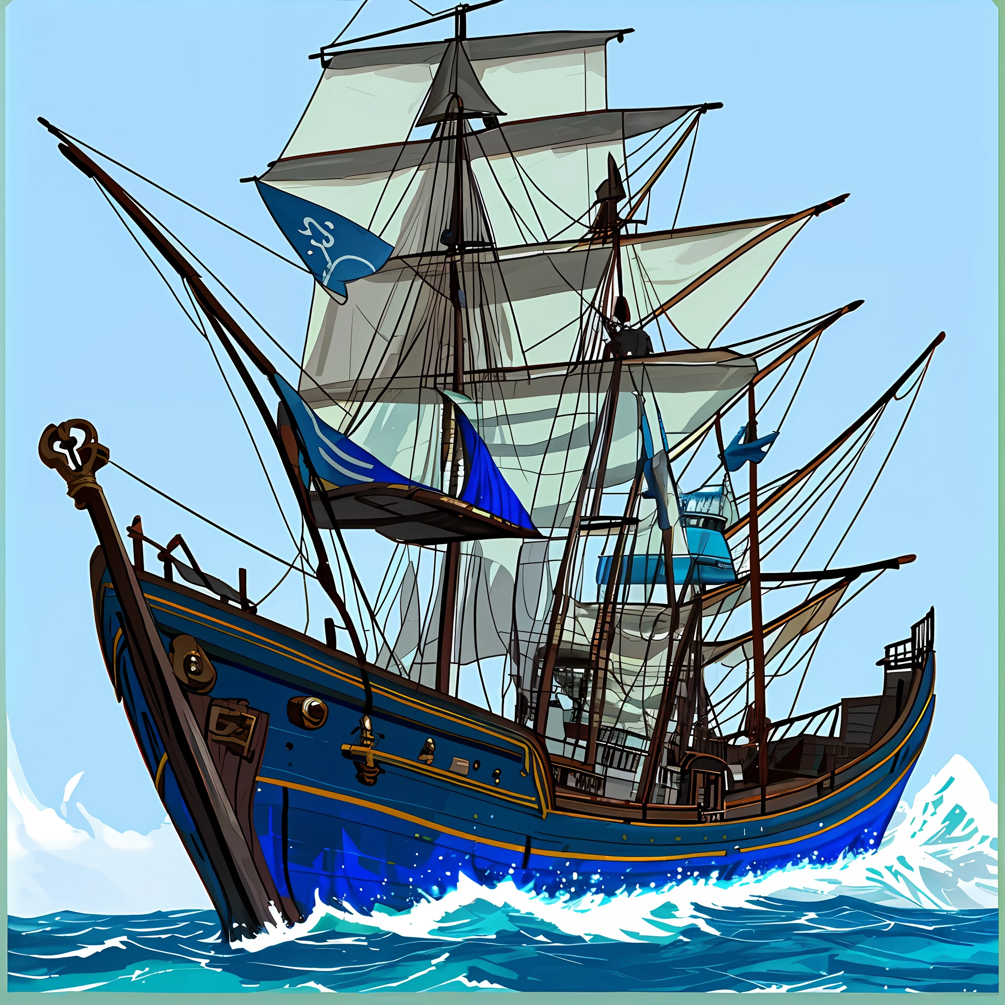 blue ship