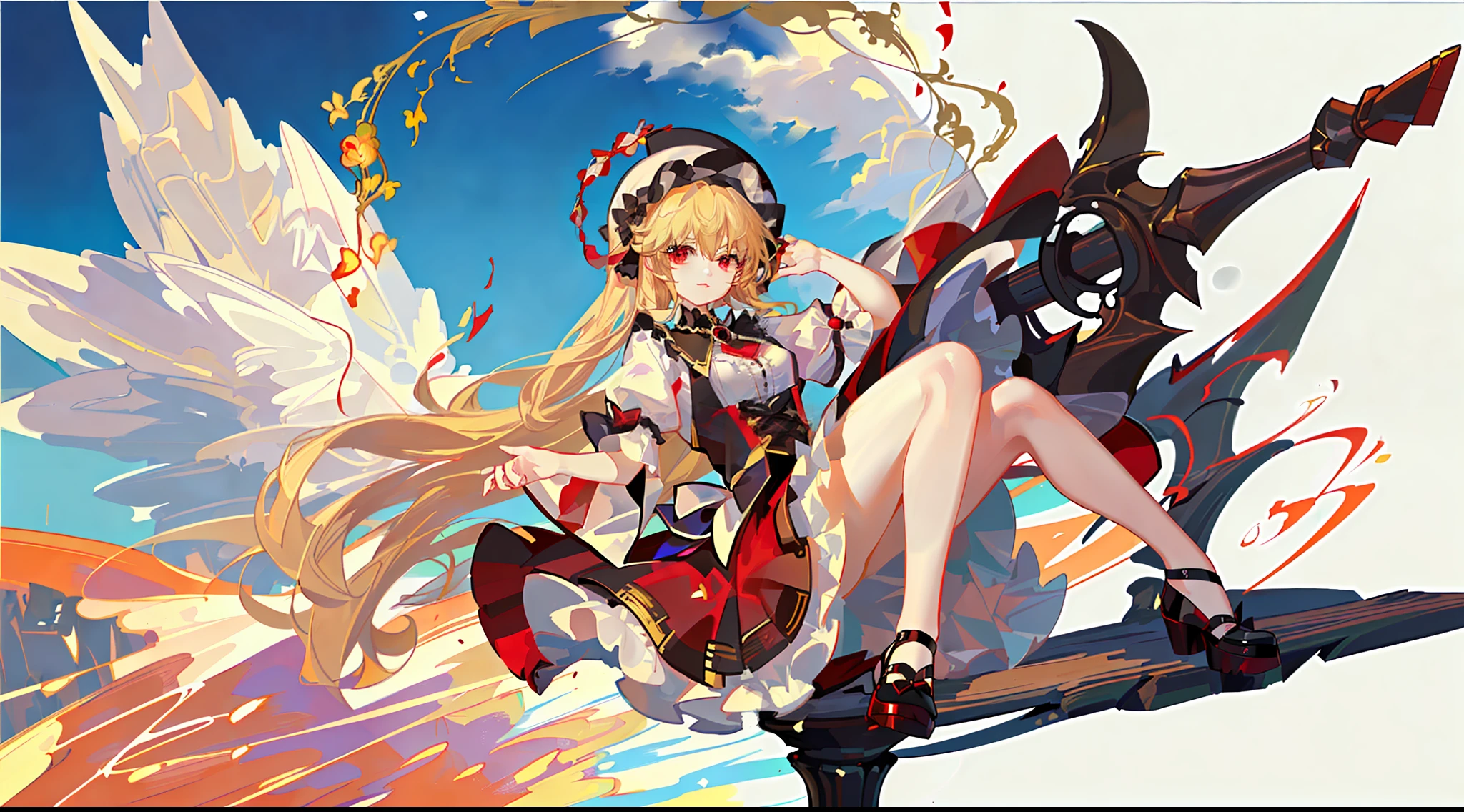Unified 8K , Super Detailed, Beautiful and Aesthetic, Masterpiece, Best Quality, Flandre Scarlett, touhou, SSR card illust