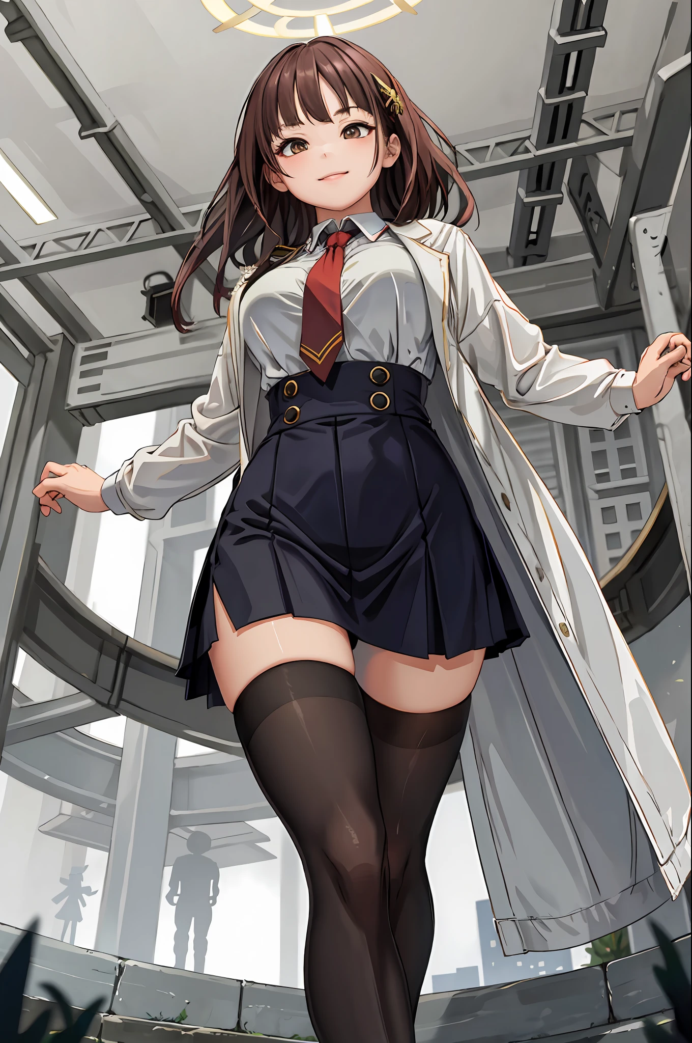 masterpiece, best quality,1girl,young girl,brown eyes,long hair,evil smile,shiny skin,(nice leg line:1.3),thick thighs,thin waist,huge breasts
BREAK
school uniform,necktie, pencil skirt,pantyhose,high heels
BREAK
park,crowd,depth of field,looking at viewer,standing, from below, upper body,legsupsexms