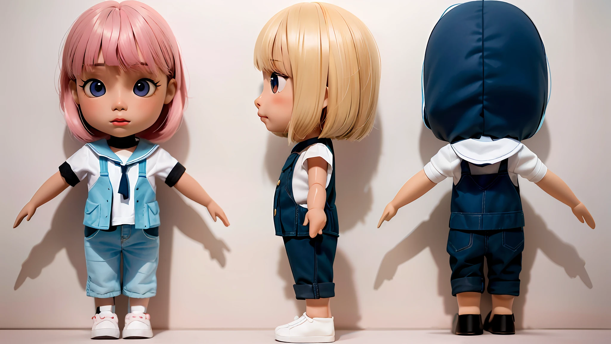a close up of a doll with different poses of a girl, animation character, character is in her natural pose, render of a cute 3d anime girl, high quality character design, high detailed cartoon, 3 d character, 3d character, highly detailed character, full body character, character model, whole body highly detailed, full character body, full body single character