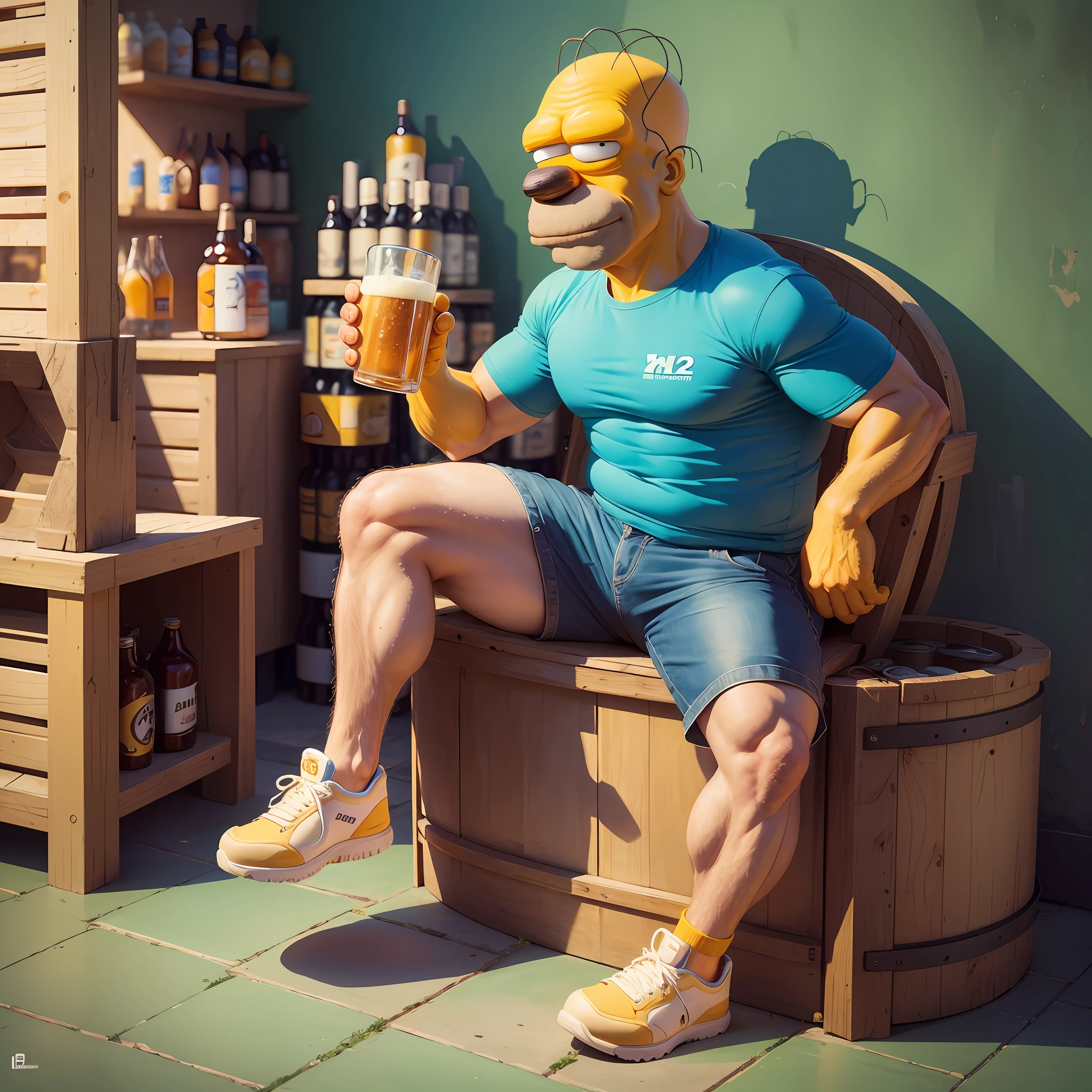 Homer Simpson drinking 4k beer --auto --s2