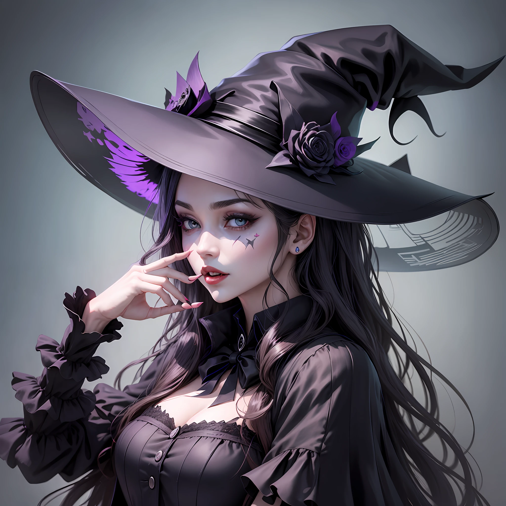 the witch beautiful girls,with black hat,clothes,joker face,animation,4D,upscale style --auto --s2