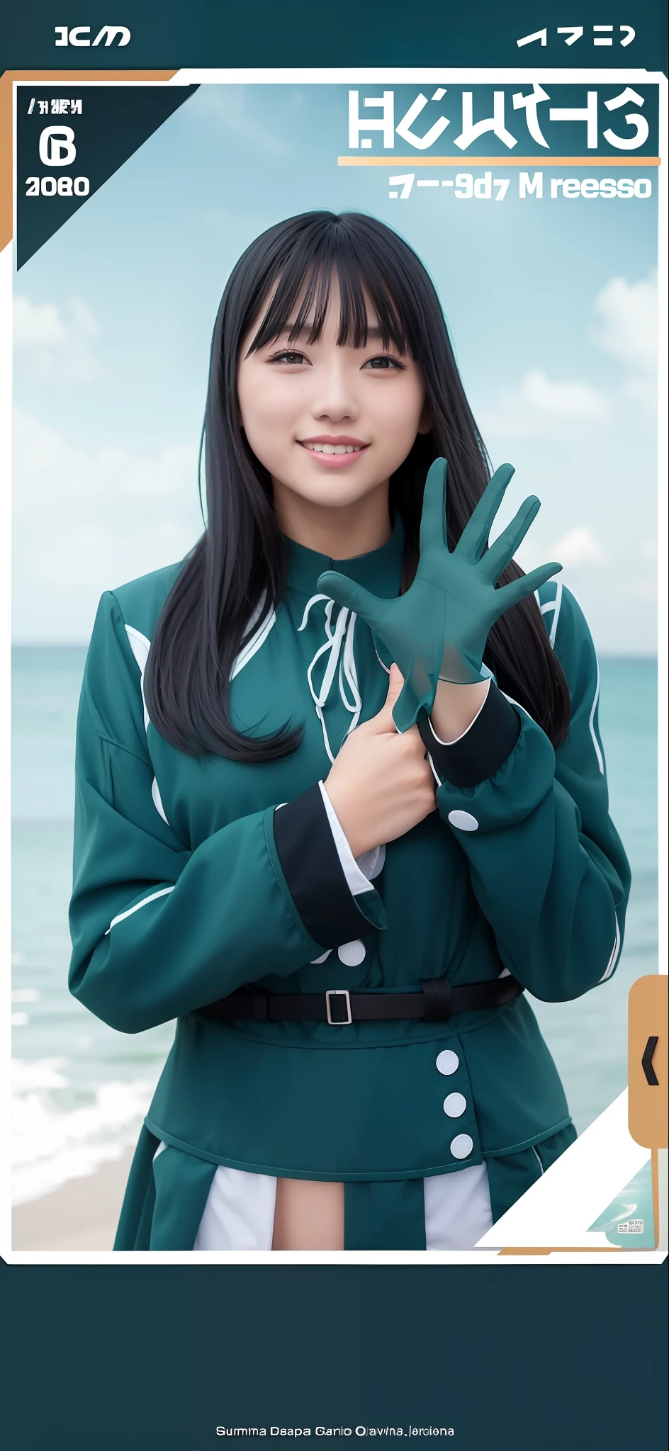 swimsuit, big, three-dimensional, high quality, photo, best quality, super delicate, black hair, sea, Japan, short sleeve