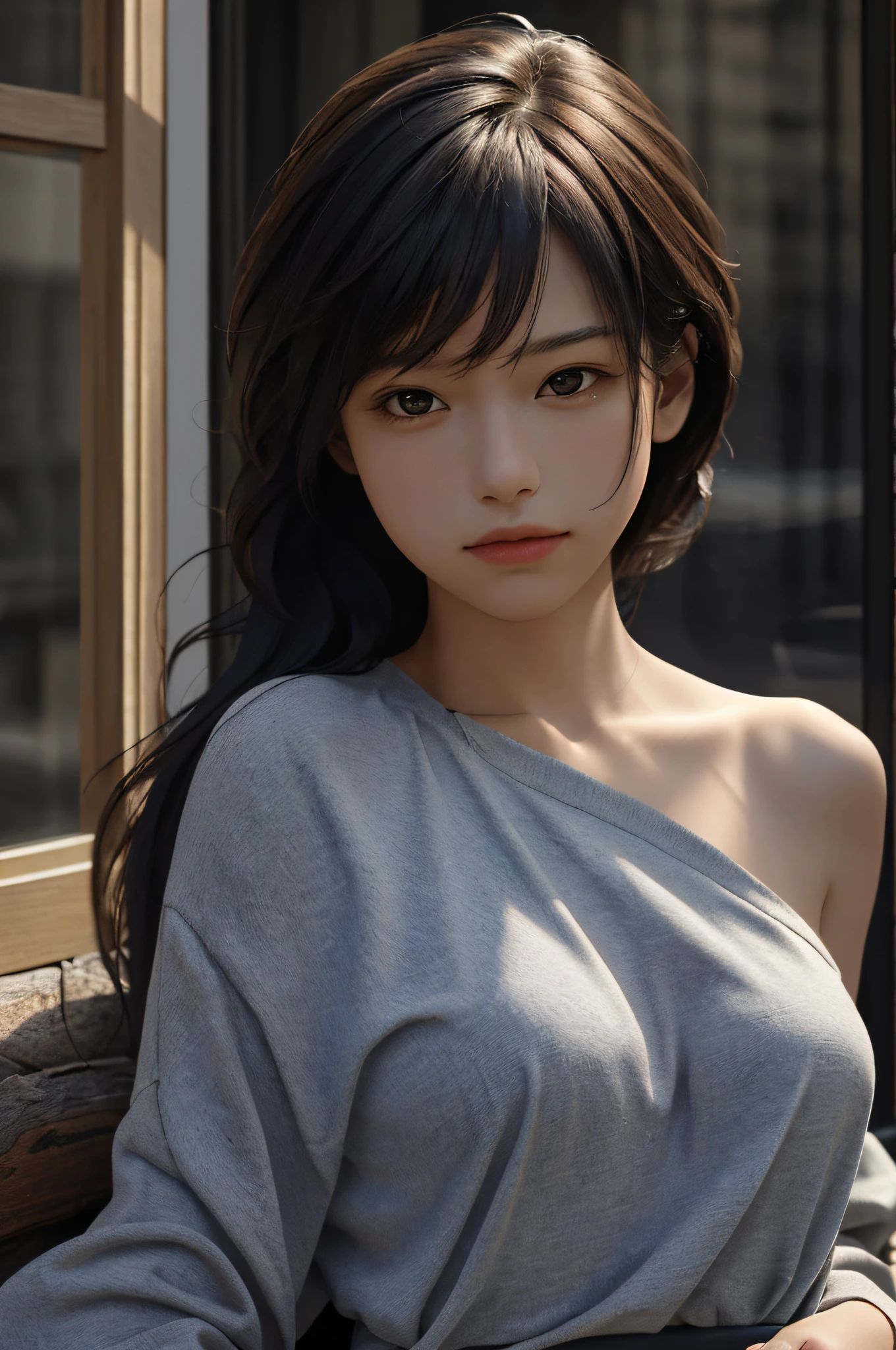 Best quality,masterpiece,ultra high res,(photorealistic:1.4),1girl,shoulder,charming,Looking at the camera,