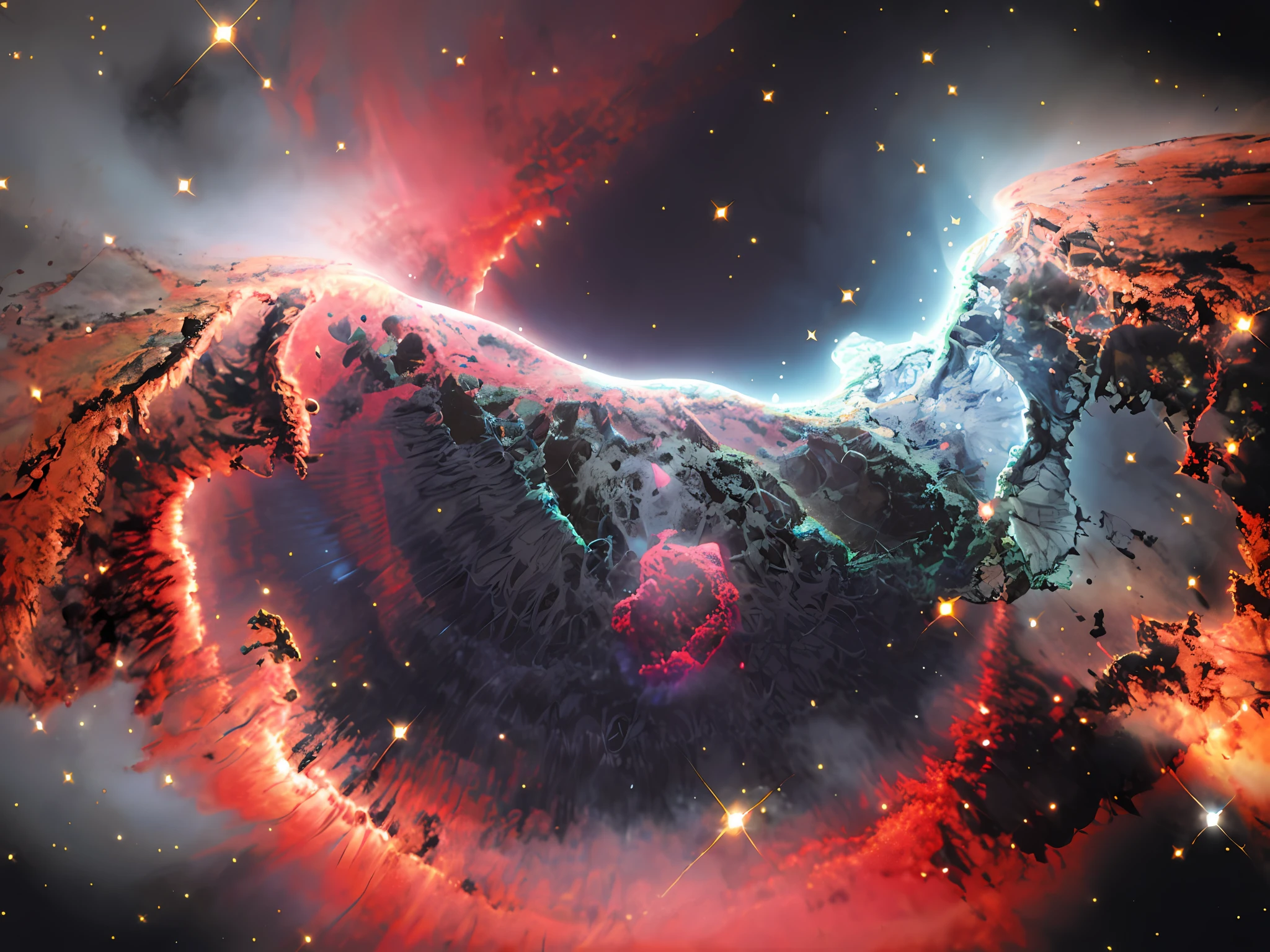 (8k, RAW photo, best quality, highres:1.2), (realistic, photo-realistic:1.37), nebulae, stars, stars in the background, galaxy,galaxies in the background, milky_way , glint , [sparkle_background],  flare, space,  deep space,   picturesque,   blackhole , supermassive blackhole ,  twilight, [starry_background],   bright white, bright blue, red, orange,  cyan, yellow, purple, pink, green, azure ,  aerial_fireworks, constellation, constellation_print,  dusk, dust,   halftone_background,  light_particles,     sparkler,  starry_background,  telescope, twilight, ((black background, dark_background):1.5), Fraunhofer diffraction,