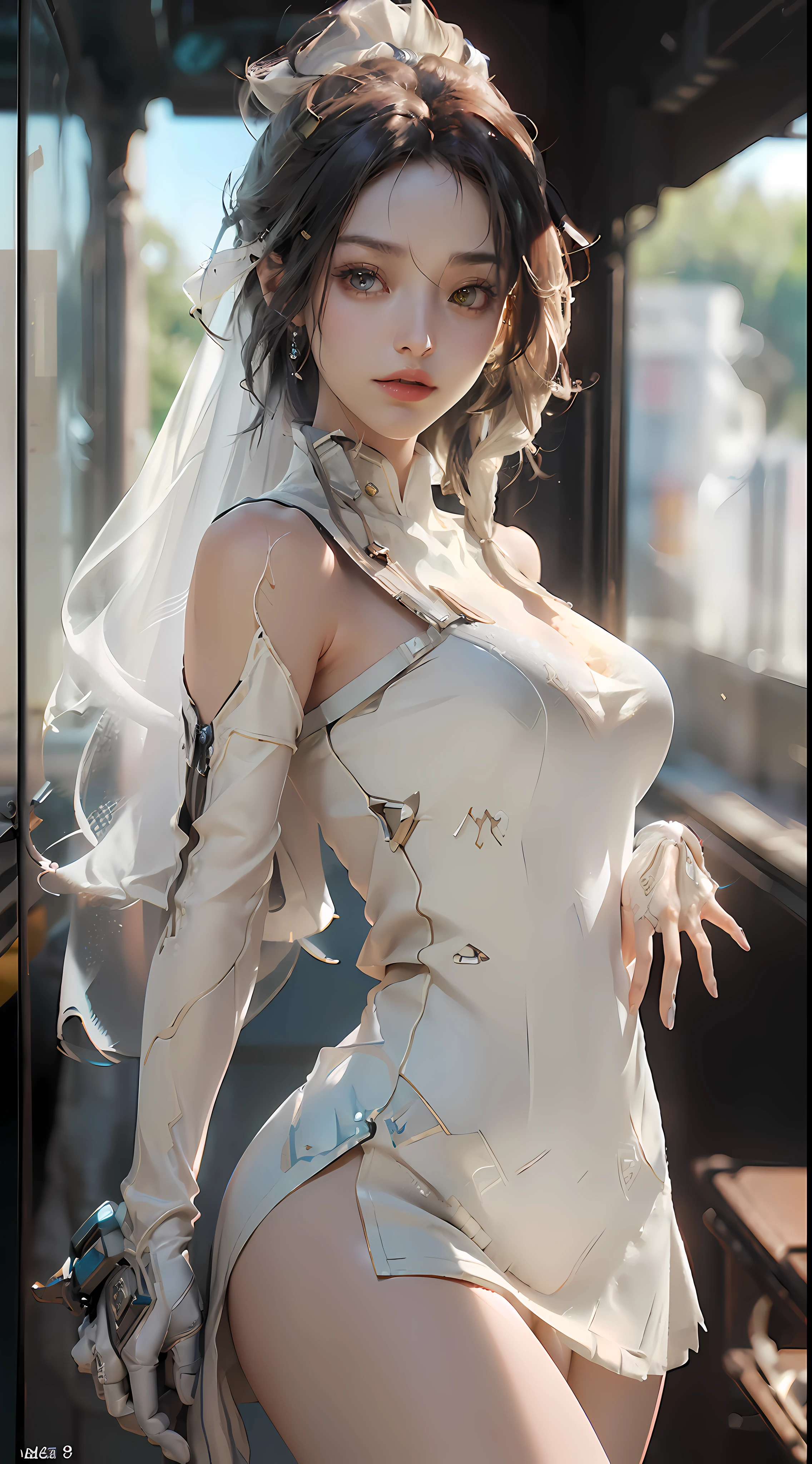 (Best Quality), ((Masterpiece), (Detail: 1.4), 3D, A Beautiful Cyberpunk Woman, HDR (High Dynamic Range), Ray Tracing, NVIDIA RTX, Super-Resolution, Unreal 5, Subsurface Scattering, PBR Textures, Post-Processing, Anisotropic Filtering, Depth of Field, Maximum Sharpness and Clarity, Multi-layer Textures, Albedo and Highlight Maps, Surface Shading, Precise simulation of light-material interactions, perfect proportions, Octane Render, two-color light, large aperture, low ISO, white balance, rule of thirds, 8K RAW, sexy, nudity, sheer wear, miniskirt