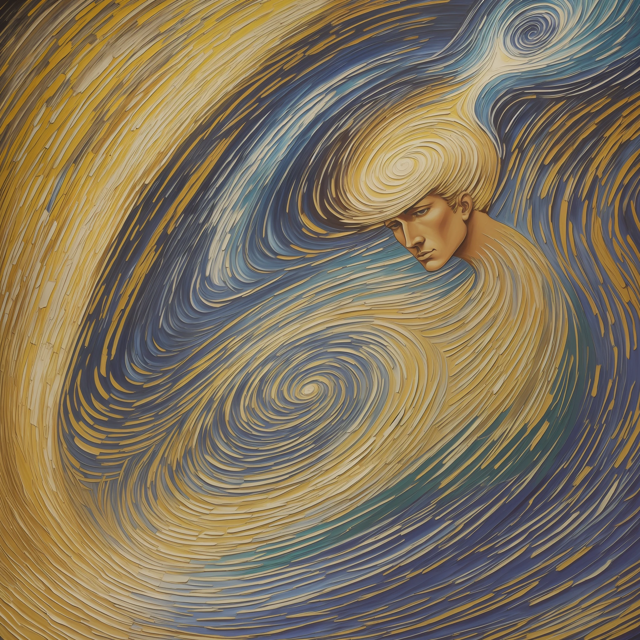 Imagine a Van Gogh-style painting depicting the tarot card "The Fool," embodying the disruptive and unpredictable energy of the planet Uranus. The scene shows a celestial night setting, with a starry sky and intense colors that reflect the whirlwind of emotions and adventures that await those who follow the path of the "Fool".

In the center of the composition, we have the main figure of the "Fool". He is depicted as an energetic and exuberant figure, with vibrant clothes and an expression of pure euphoria on his face. His outstretched hands to the sky suggest a willingness to explore the unknown and go his own way, oblivious to social conventions and expectations.

The setting around the "Fool" is a mix of cosmic elements and terrestrial landscapes. The twinkling stars in the night sky represent the influence of the planet Uranus and symbolize the freedom, individuality and divine inspiration that the "Fool" seeks. The tumultuous clouds and moving brushstrokes capture the wandering energy and unpredictable nature of the archetype.

In the landscape below, we see majestic mountains and a winding river, which symbolize the emotional and spiritual journey that the "Fool" is about to embark on. Van Gogh's vibrant colors and characteristic traits bring life to the exuberant nature and express the energy of transformation and awakening.

In the corner of the painting, we can include some symbolic elements related to the planet Uranus, such as a lightning bolt or a spiral, representing electricity and cosmic energy. These elements add a touch of mystery and intensity to the composition, underscoring the eccentric and unpredictable nature of the "Fool's" journey.

The color palette is an explosion of intense and contrasting tones, such as bright yellows, deep blues, and fiery reds, which merge into bold and striking brushstrokes. The dense, textured texture of the painting evokes Van Gogh's signature style, conveying a sense of movement and emotion.