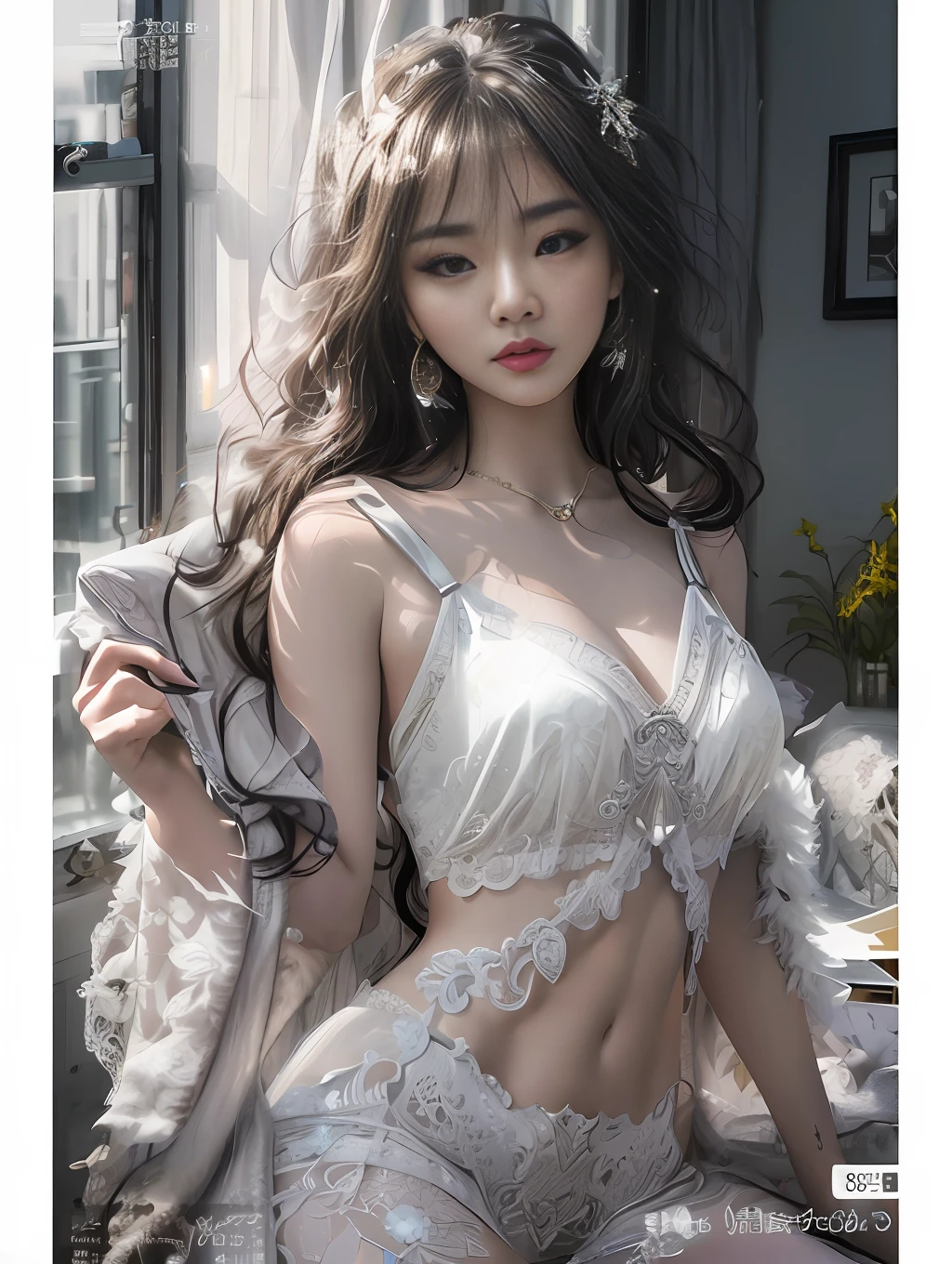 araffe asian woman in lingerie sitting on a bed, ethereal beauty, guweiz, sexy :8, guweiz masterpiece, wlop |, sakimichan, by Yang J, style of wlop, trending on cgstation, ethereal!!! ultra realistic, artwork in the style of guweiz, incredibly ethereal, lovely woman, 🌺 cgsociety
