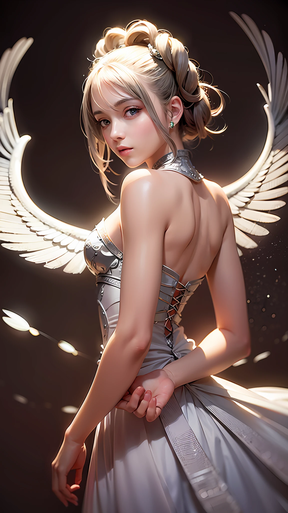 ((masterpiece, top quality, super definition, high definition)), solo, beautiful girl, shining eyes, perfect eyes, 15 years old, fingers of the hand five, silver theme,