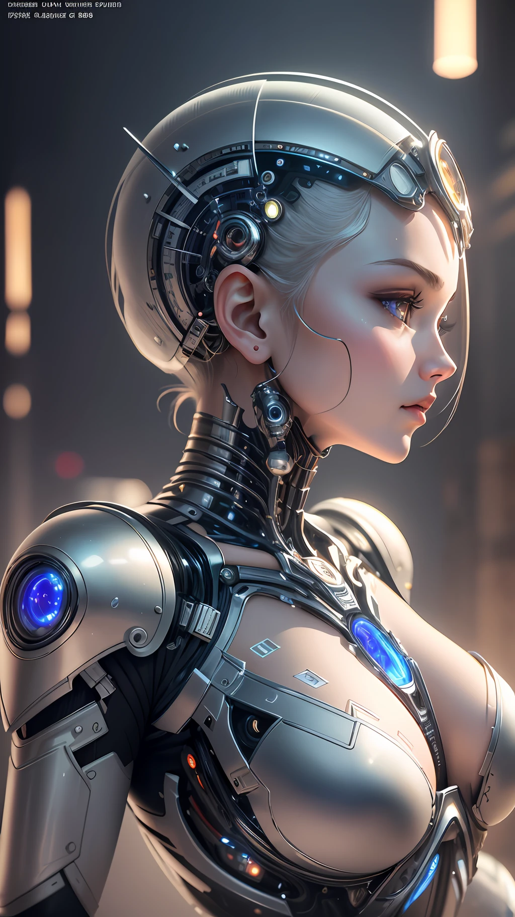 ultra detailed complex 3d rendering of a gorgeous porcelain profile android face, cyborg, robotic parts, 150 mm, beautiful soft studio light, rim light, vibrant details, luxurious cyberpunk, lace, hyper-realistic, anatomical, facial muscles, electrical cables, microchip, elegant, beautiful background, octane rendering, HR Giger style, 8k, best quality, masterpiece, illustration, extremely delicate and beautiful, extremely detailed, CG, unit, wallpaper, (realistic, photorealistic: 1.37), amazing, finely detailed, masterpiece, best quality, official art, 8k unit wallpaper CG extremely detailed, absurd, incredibly absurd, robot, silver helmet, full body, sensual pose