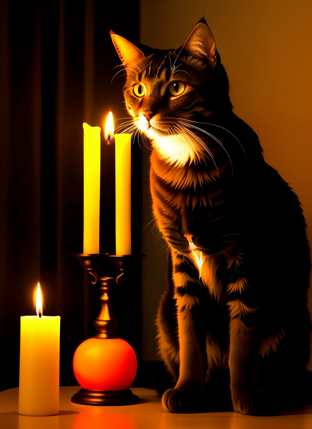 A cat and a candle