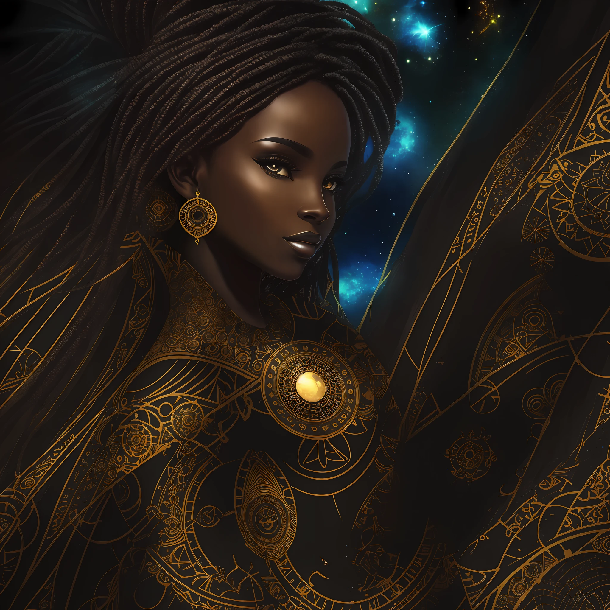 Metaverso NFT persona woman Black solarpunk African --auto --s2