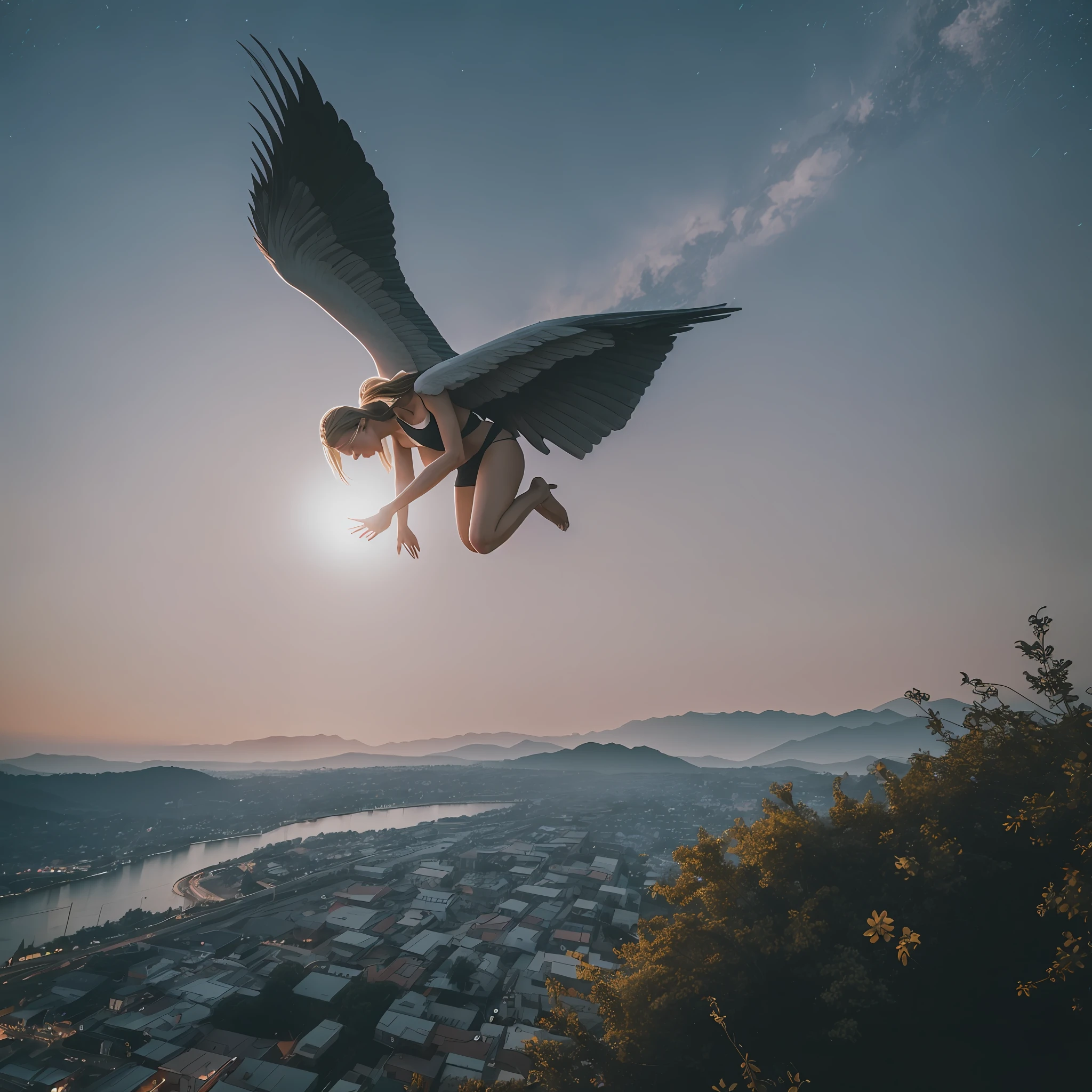 one angel 8k, uhd, severe low lighting, high quality, sharp focus, fujifilm XT3 --auto --s2