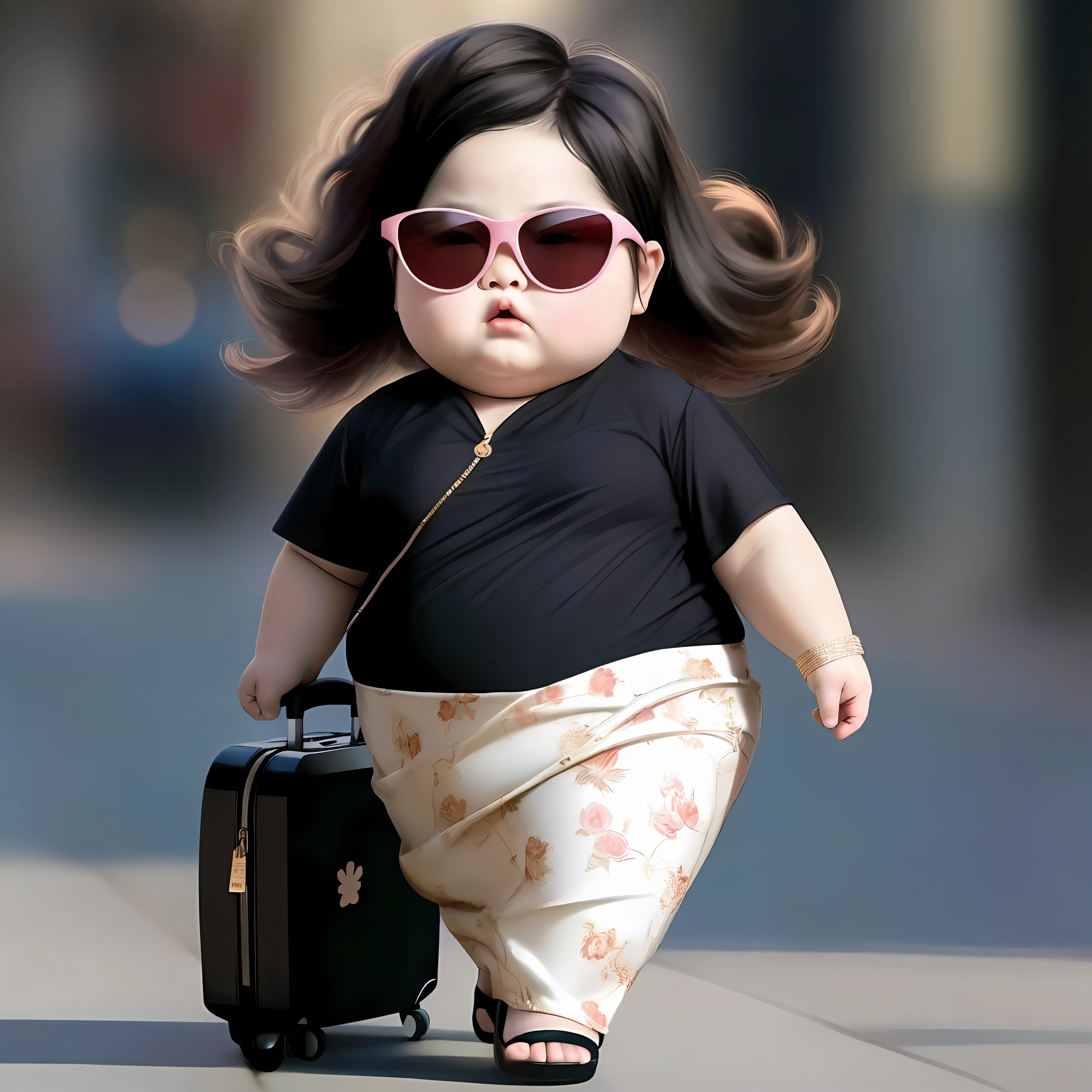 there is a baby walking down the street with a suitcase, adorable digital painting, beautiful cute, cute digital art, cute beautiful, cute 3 d render, very stylish, highly stylized, hd wallpaper, wallpaper - 1 0 2 4, cute woman, cute cartoon character, cute pocelain doll, female explorer mini cute girl, cute detailed digital art, handsome girl --auto --s2