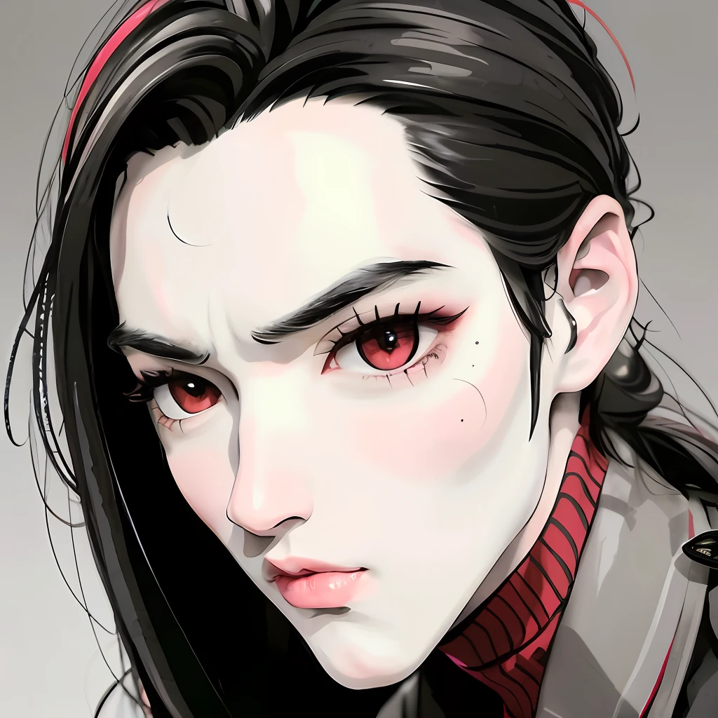 Height 183, male, black hair, gray-red pupils, tall nose, eyebrows