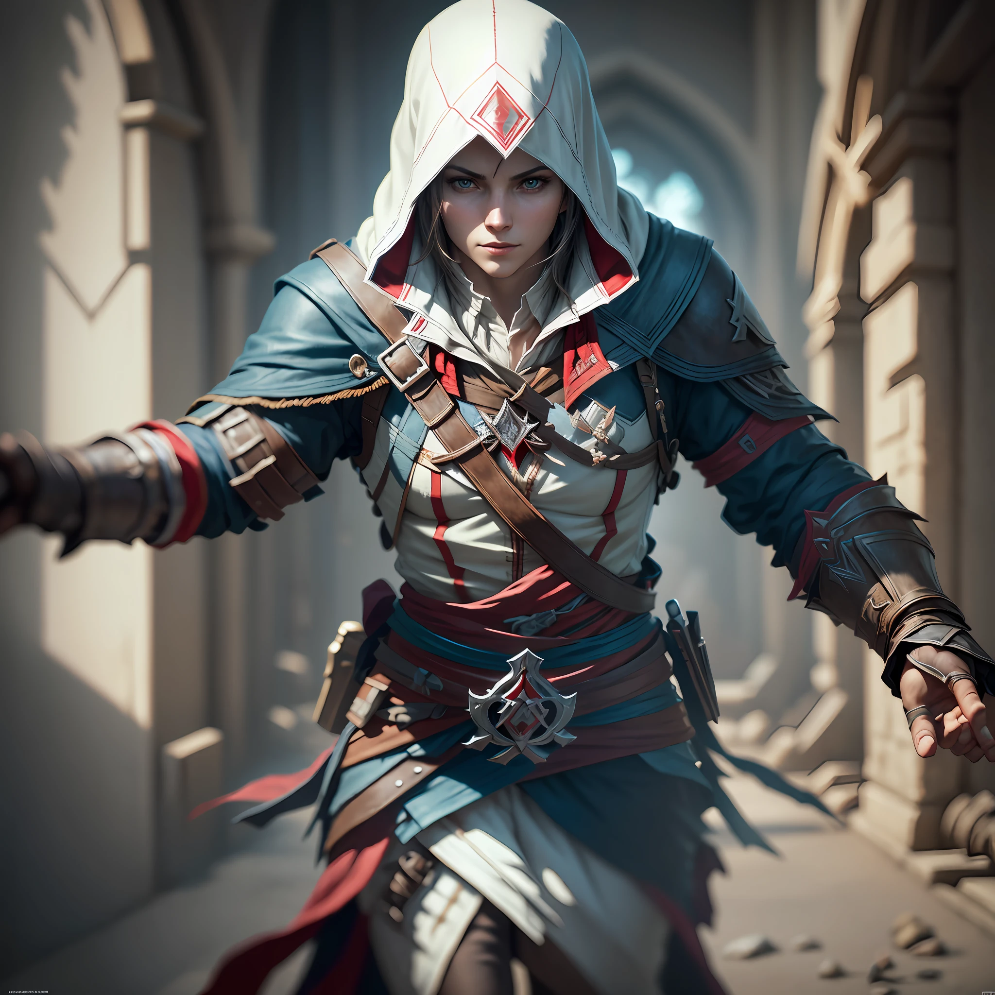 assassin creed character, ultra detailed, ultra realistic, photographic, cinematic lighting, hyperrealistic, octane render, unreal, high definition, 8k resolution, highly detailed, 8k uhd, professional lighting, photon mapping --auto --s2