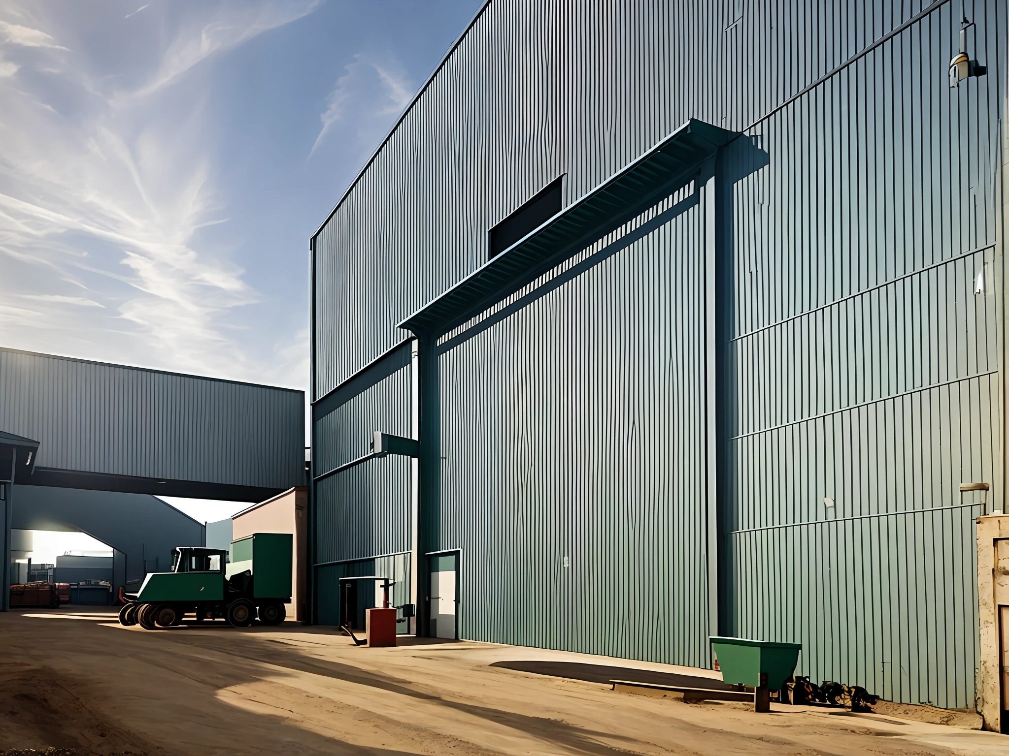There is a gate and a building of cars parked in front, introduction factory photos, automation equipment factory, factory, factory background, detailed factory, yard, ground view, ground view, view from the outside, flim, exterior view, meat factory, industrial plant, warehouse, machinery, view from the ground