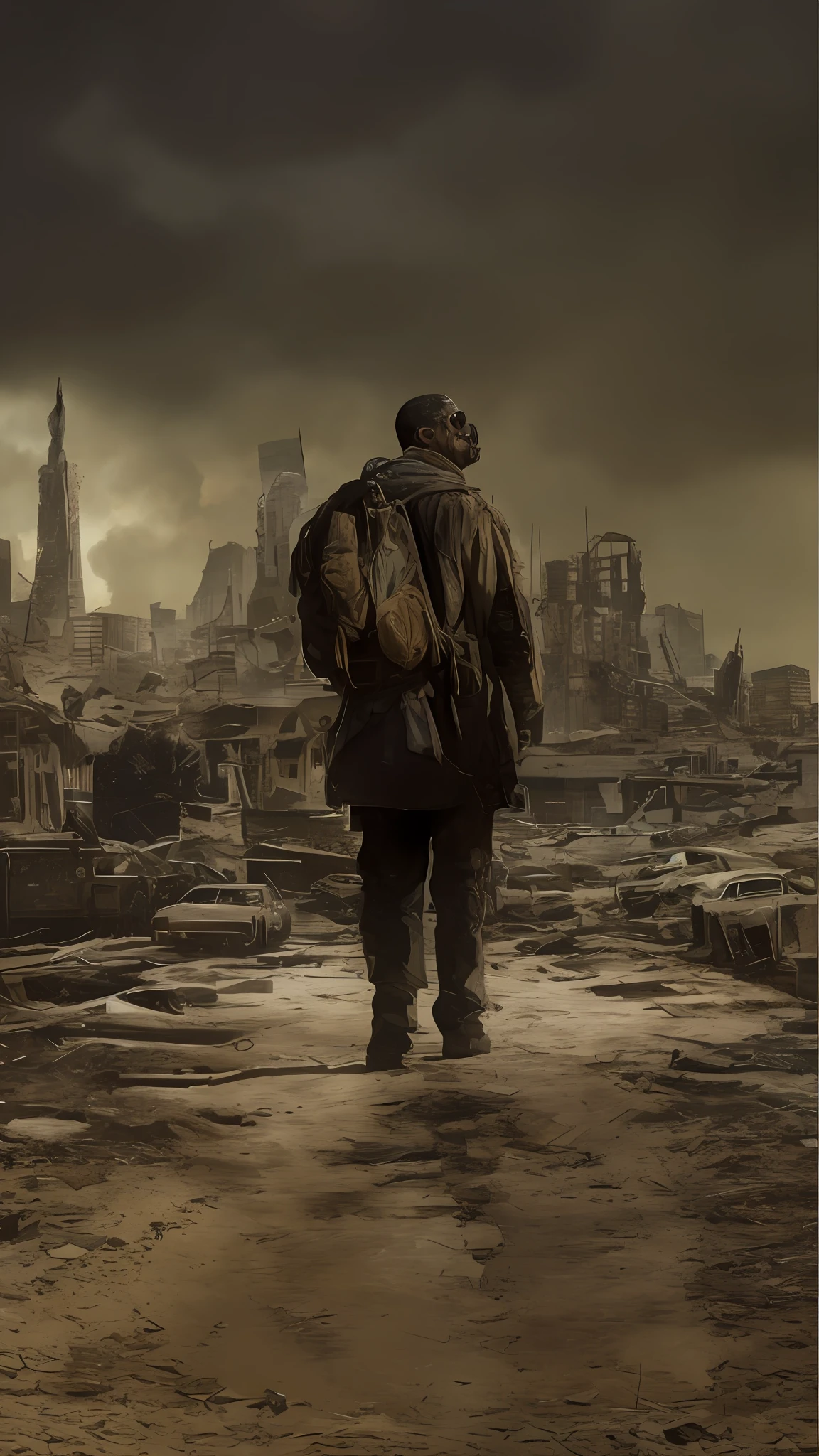 arafed man walking in a ruined city with a dog, in postapocalypse city, in a post-apocalyptic wasteland, post - apocalyptic, post-apocalyptic, post apocalyptic, in a post apocalyptic setting, in a post apocalyptic city, destroyed city in the background, post apocalyptic world, postapocalyptic, post - apocalypse, post-apocalypse