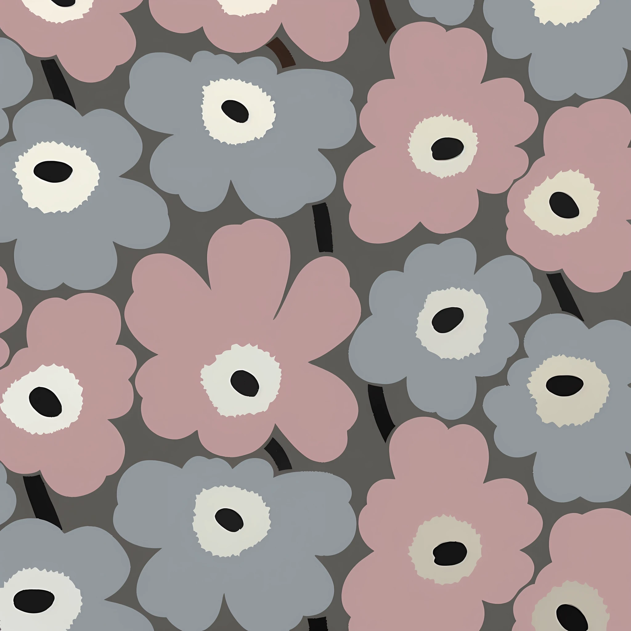 there are many different colored flowers on a gray background, flower, pink and grey muted colors, anemone, anemones, patchy flowers, flowery wallpaper, inspired by Josse Lieferinxe, wallpaper!, 2 0 1 4, 2014, inspired by Jaakko Mattila, inspired by Eero Järnefelt